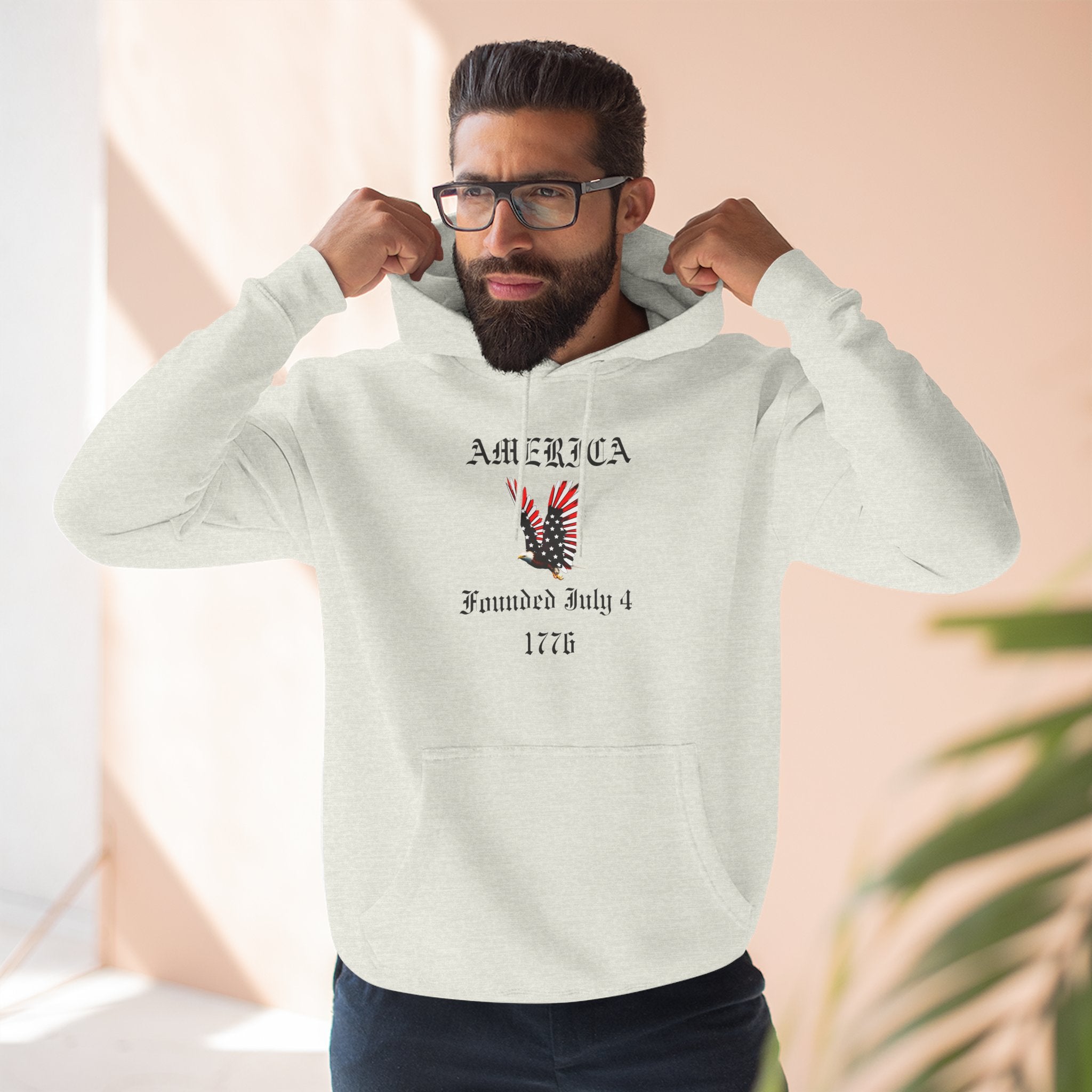 America Eagle Hoodie — Founded July 4, 1776 Patriotic Fleece Pullover