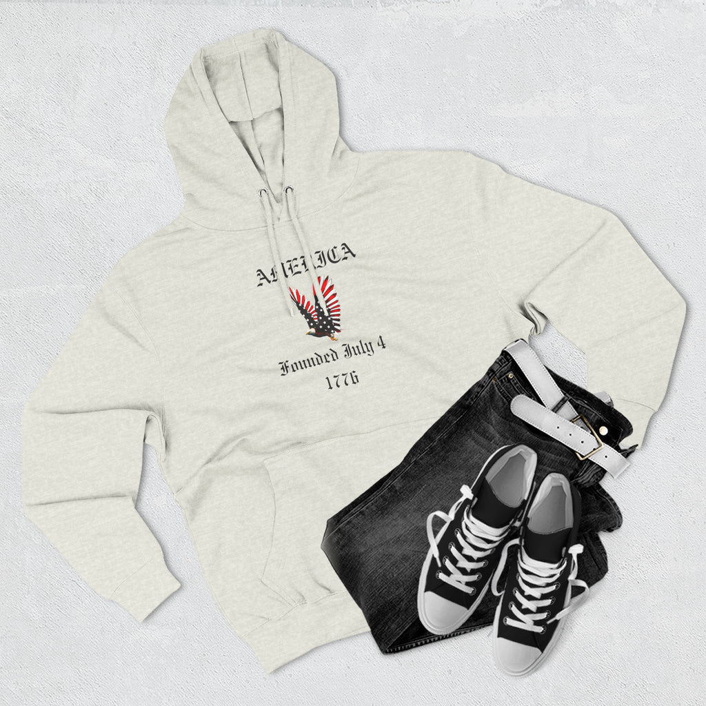 America Eagle Hoodie — Founded July 4, 1776 Patriotic Fleece Pullover