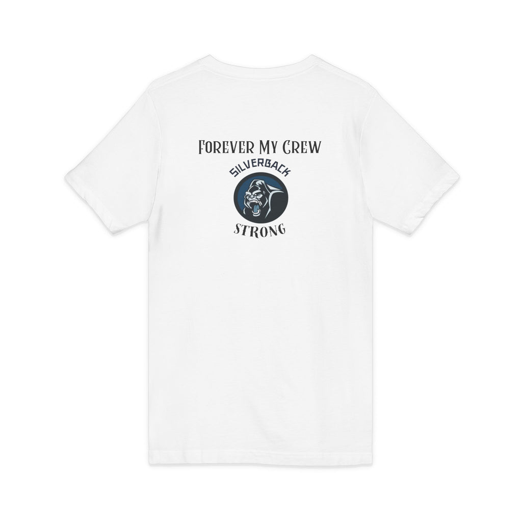 Silverback Strong V-Neck Tee — "Forever My Crew" Gorilla Tribute Shirt