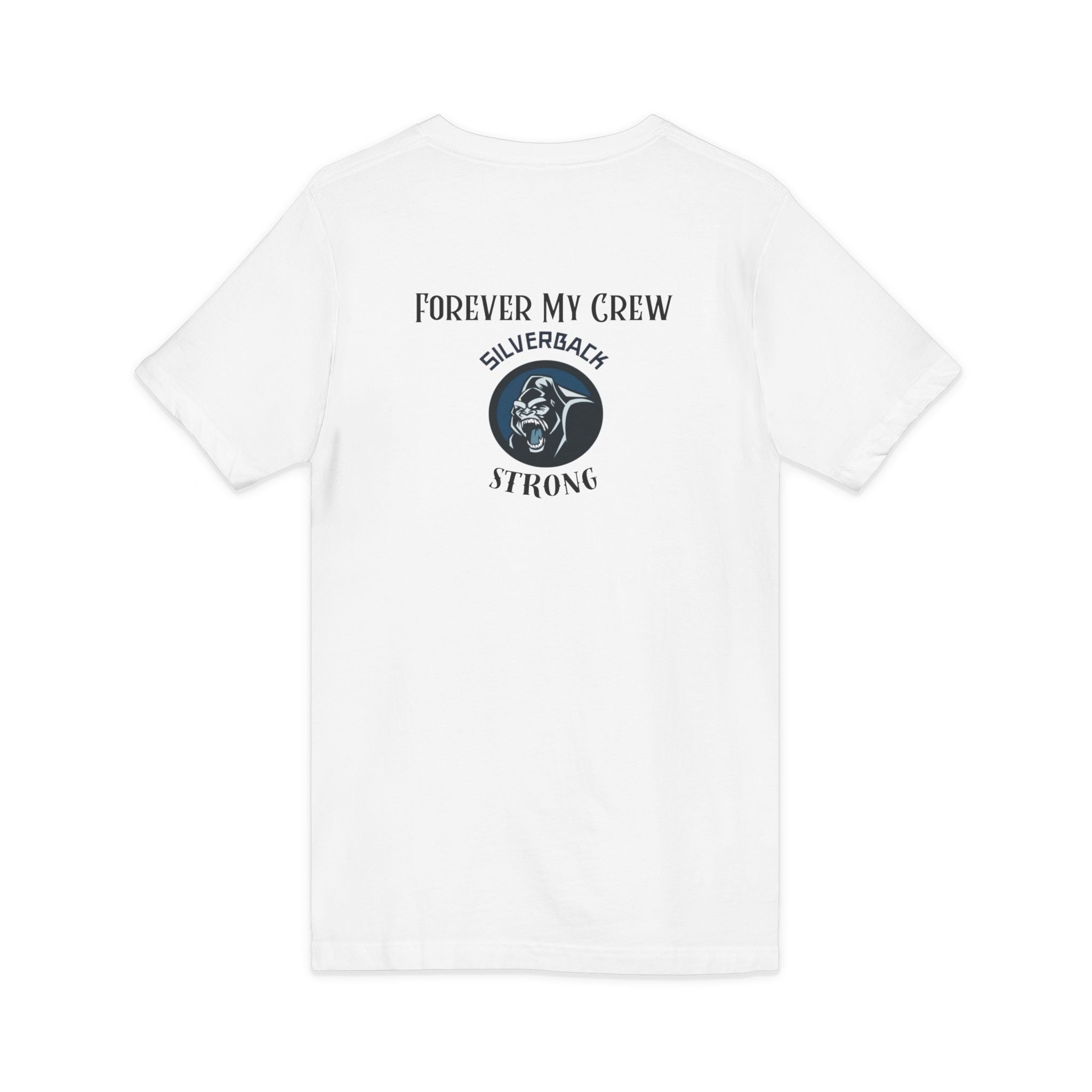 Silverback Strong V-Neck Tee — "Forever My Crew" Gorilla Tribute Shirt