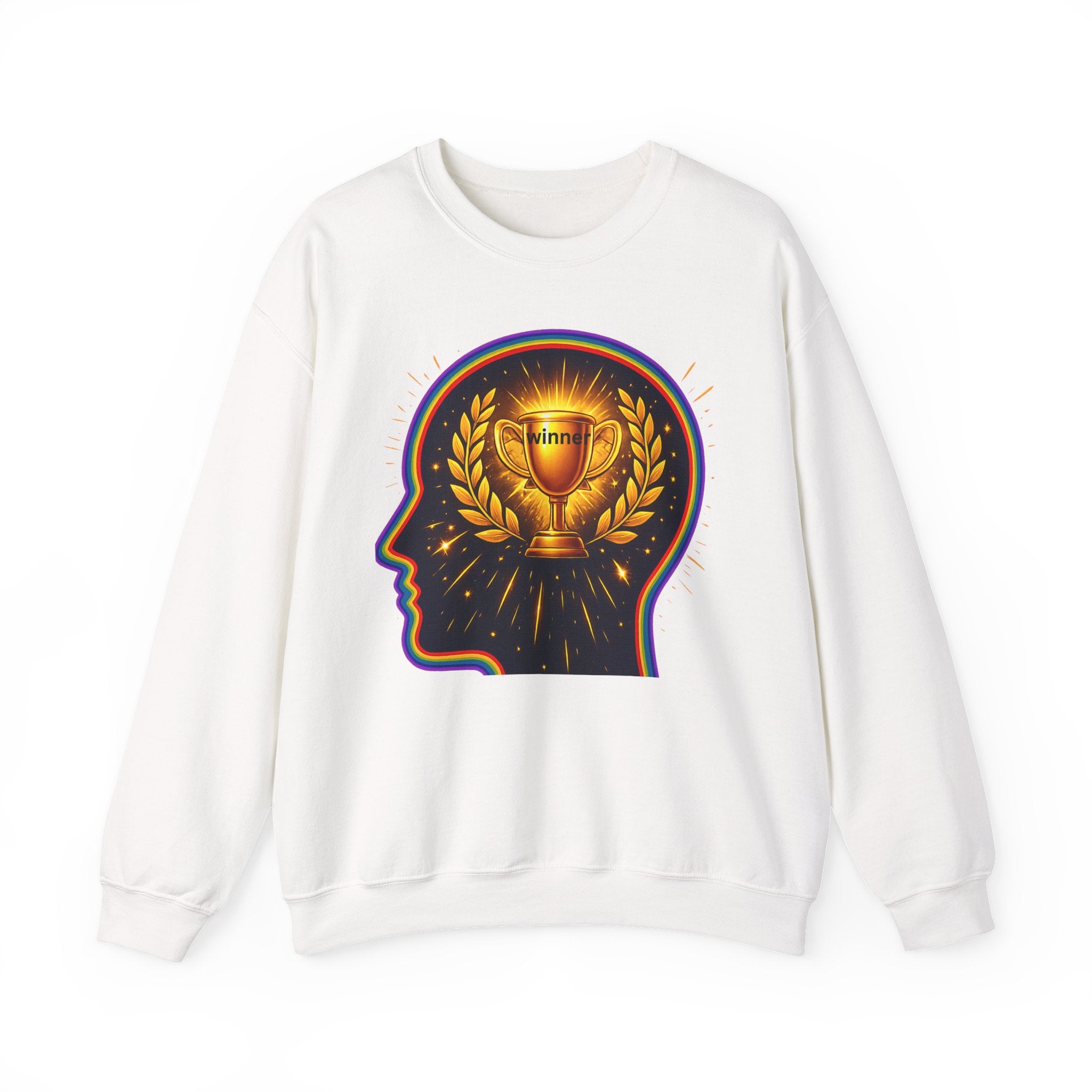 Crewneck Sweatshirt — 'Winner' Trophy Brain Graphic