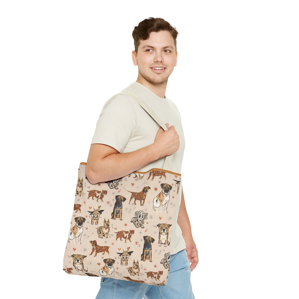 Dog Pattern Tote Bag — Cute Watercolor Puppies All-Over Print