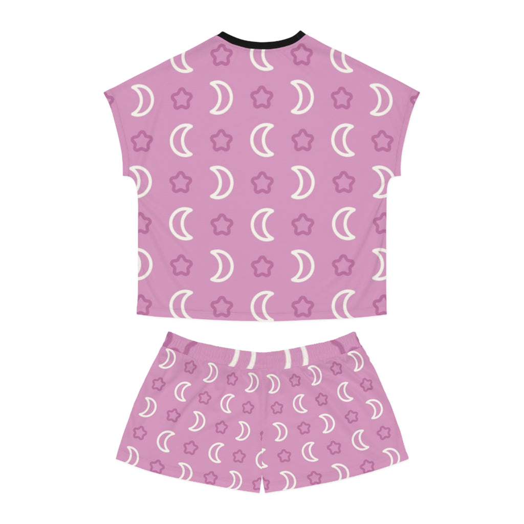 Women's Moon & Stars Short Pajama Set — Pink Printed Sleepwear