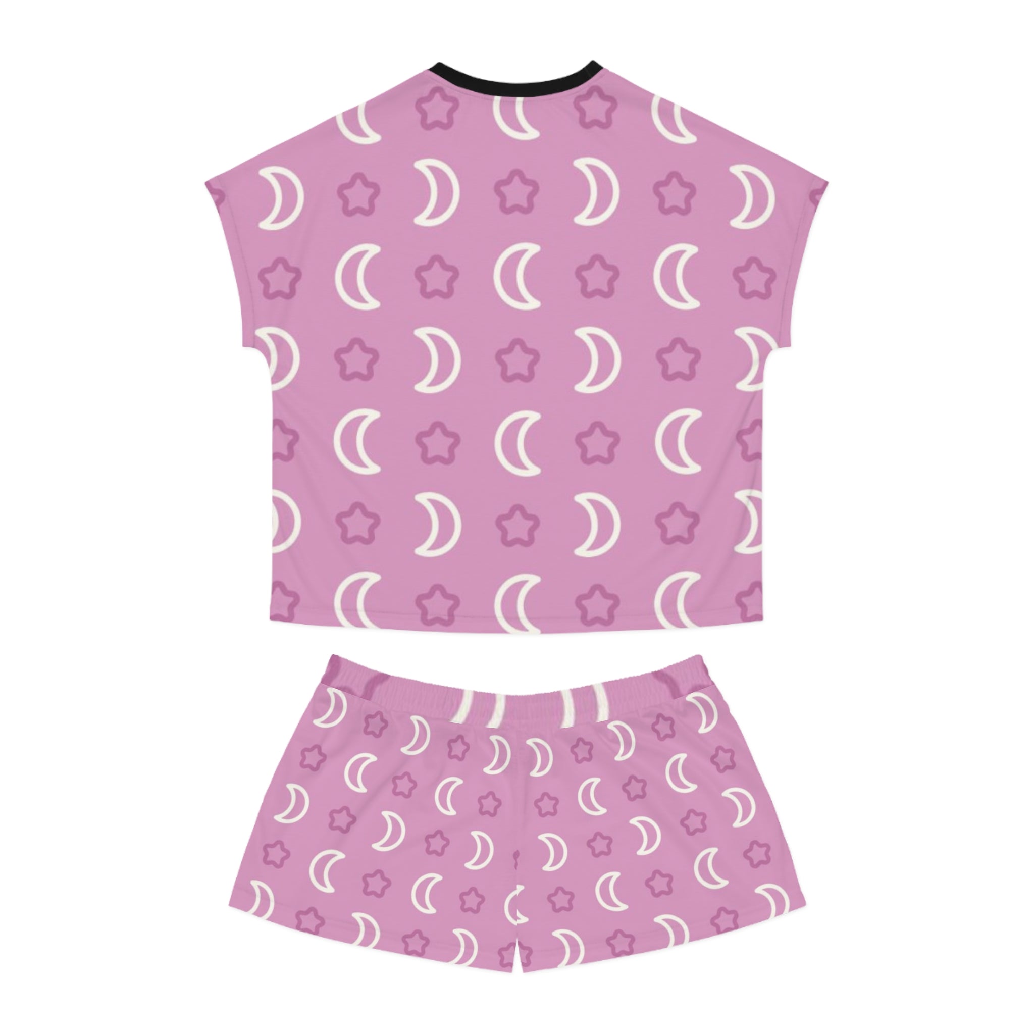 Women's Moon & Stars Short Pajama Set — Pink Printed Sleepwear