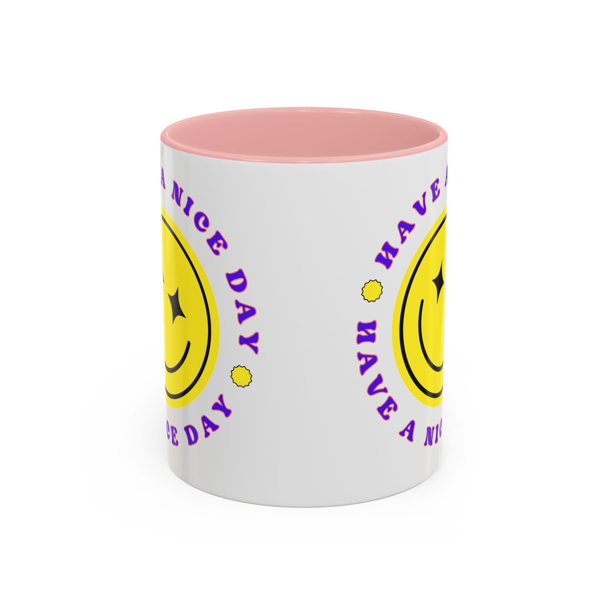 Have a Nice Day Smile Face Coffee Mug — Retro Yellow Smiley Accent Mug (11/15oz)