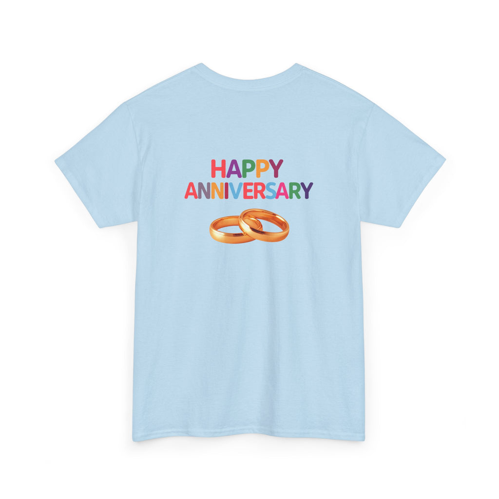 Anniversary T-Shirt — "Happy Anniversary" with Gold Rings