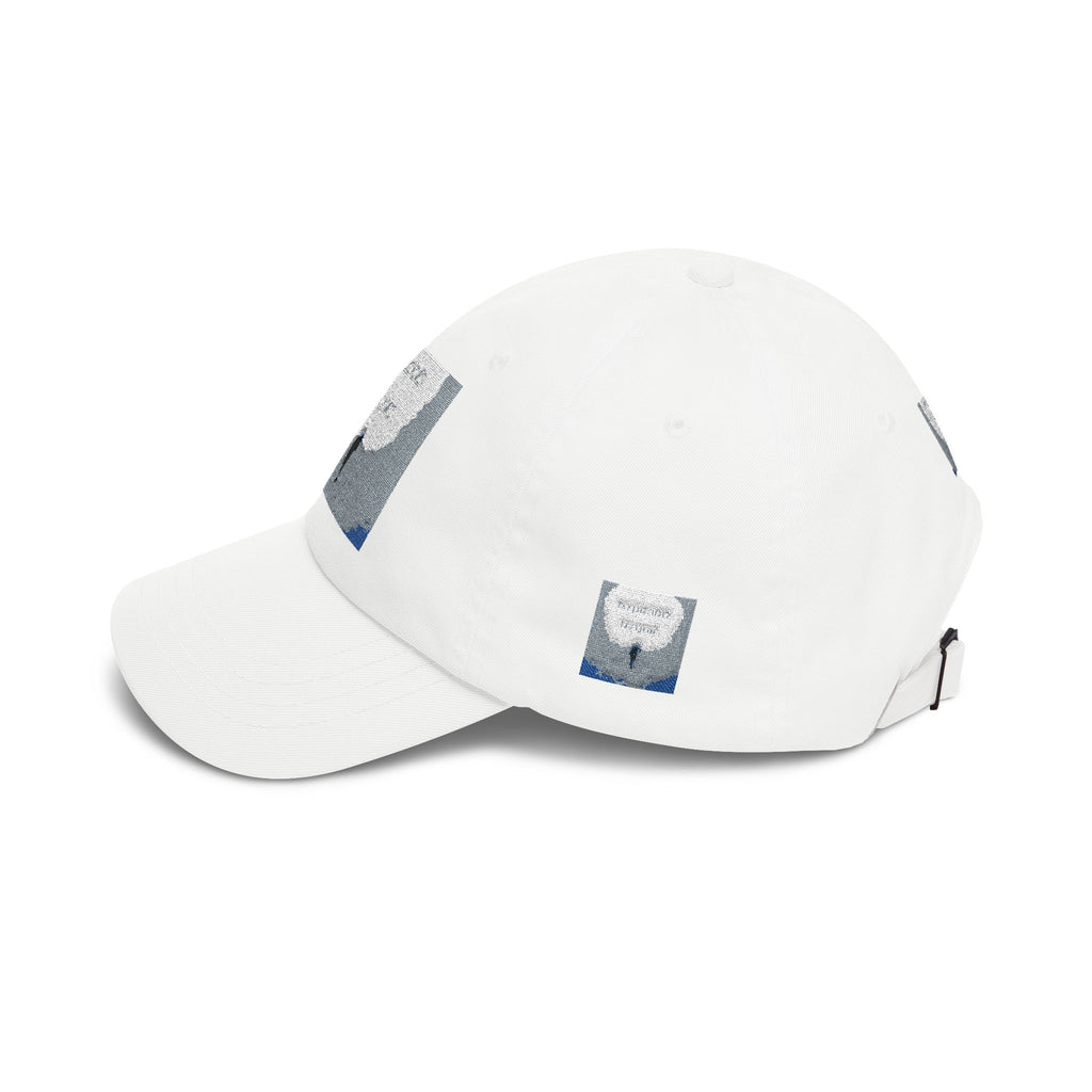 White Dad Cap with Silver Sequin Moon Patch - 'Let the Stars Guide'