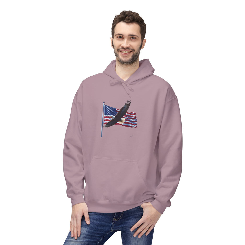 American Flag & Eagle Hoodie — Patriotic USA Bald Eagle Pullover