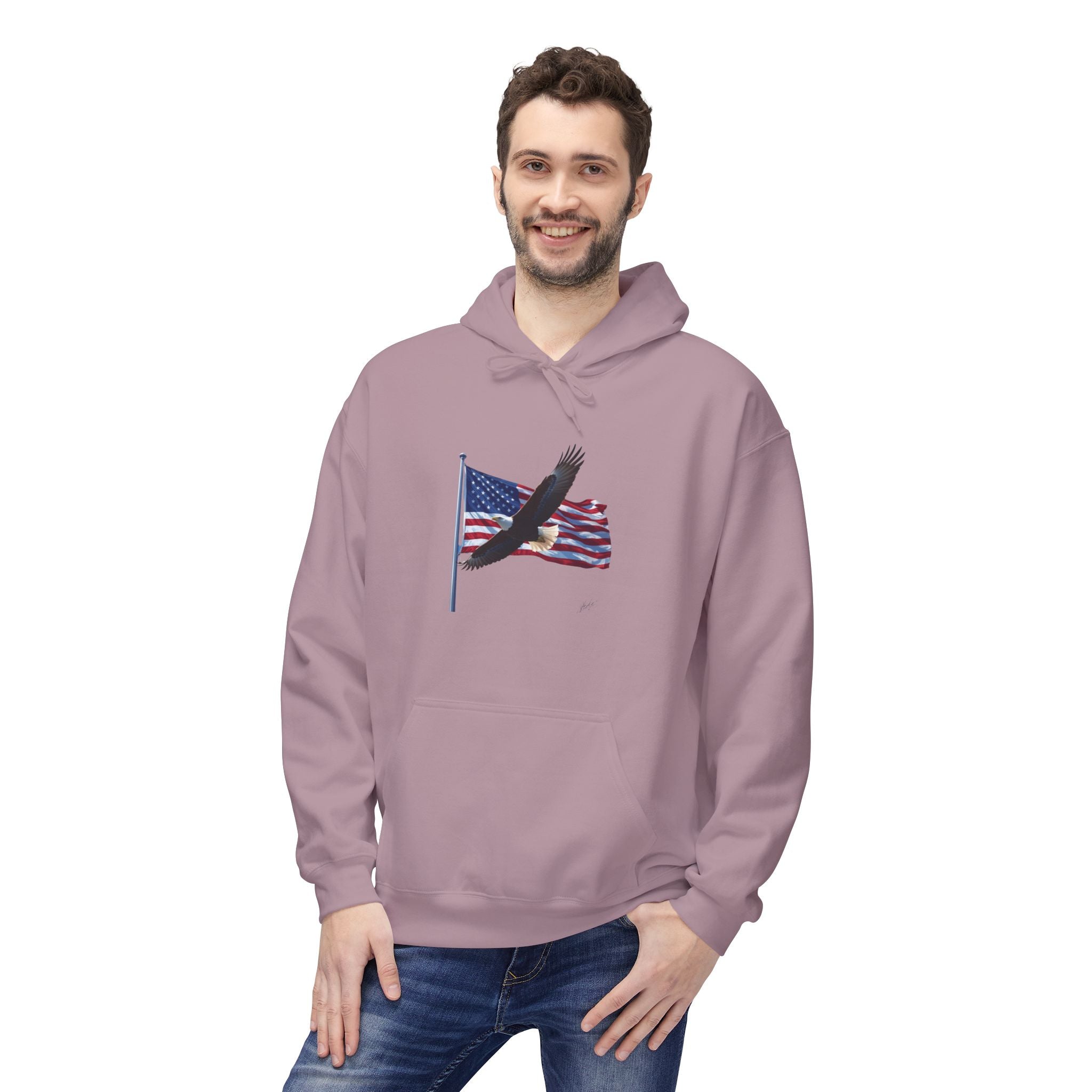 American Flag & Eagle Hoodie — Patriotic USA Bald Eagle Pullover