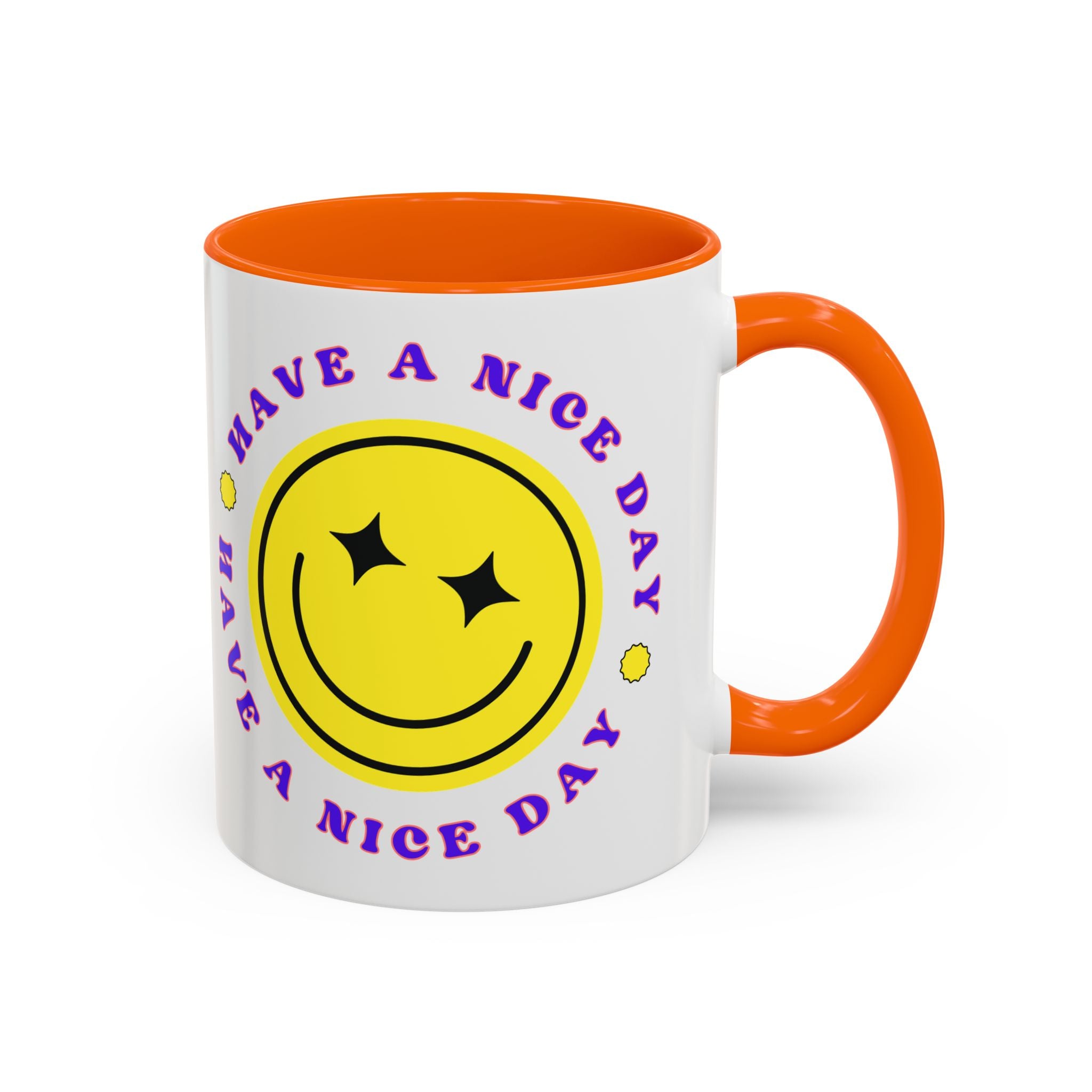 Have a Nice Day Smile Face Coffee Mug — Retro Yellow Smiley Accent Mug (11/15oz)
