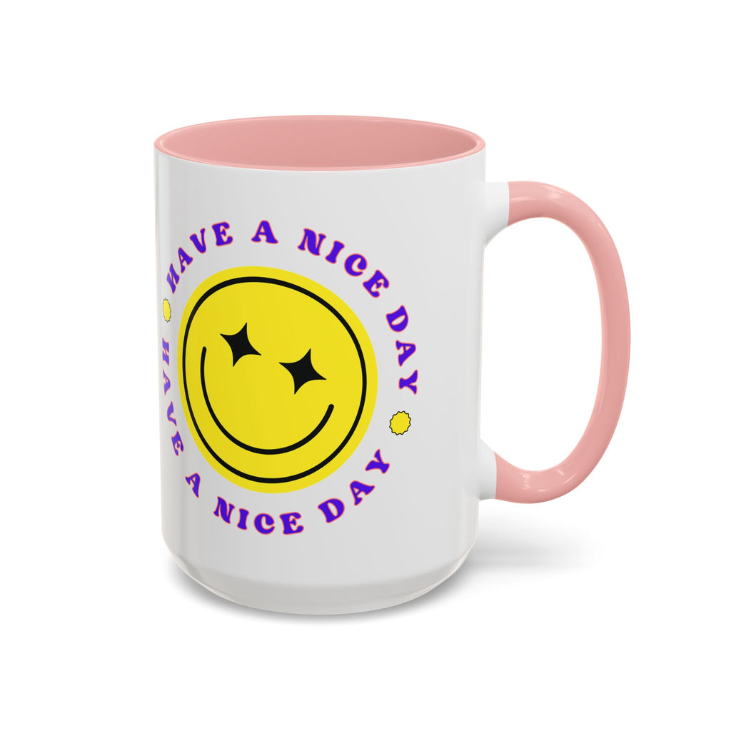 Have a Nice Day Smile Face Coffee Mug — Retro Yellow Smiley Accent Mug (11/15oz)