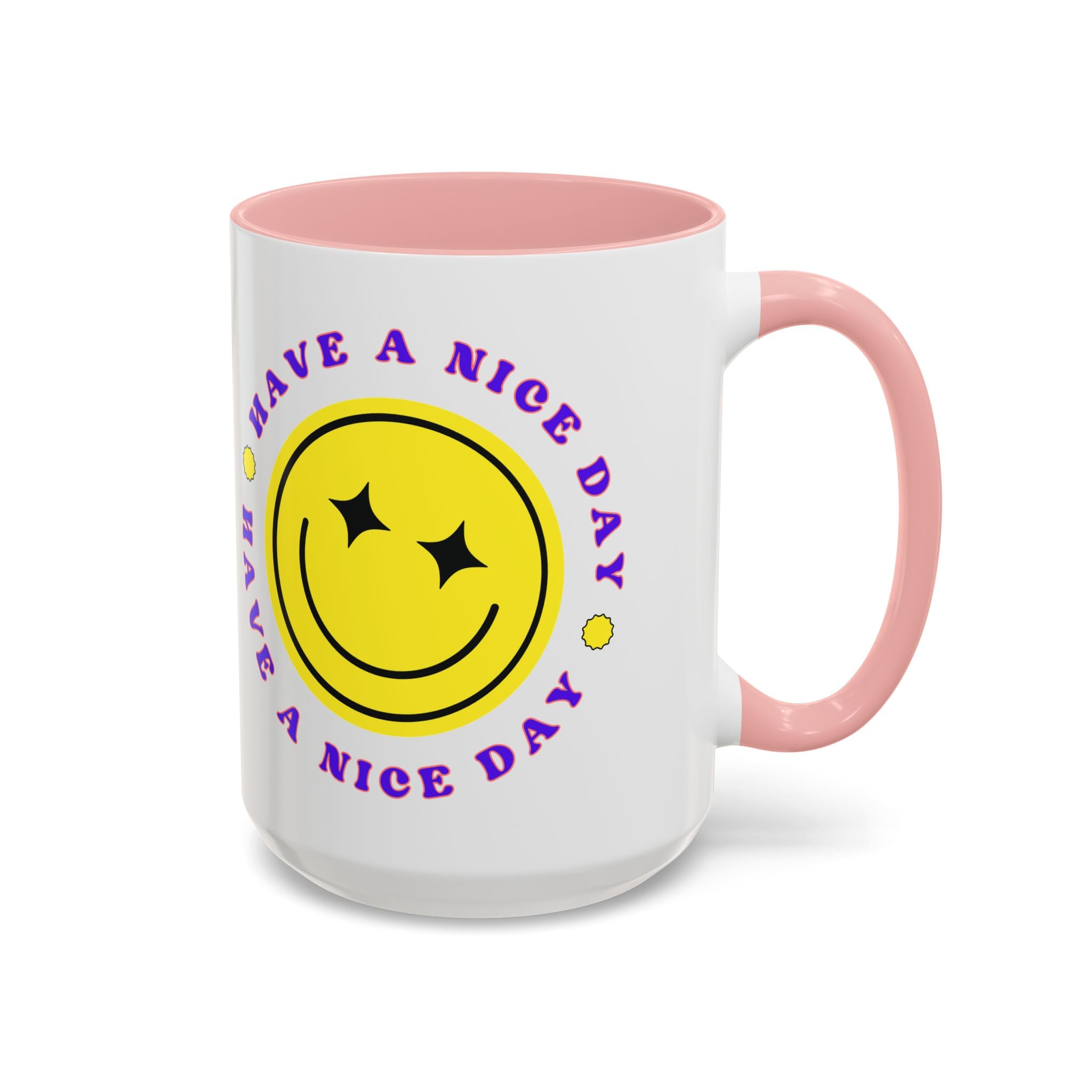 Have a Nice Day Smile Face Coffee Mug — Retro Yellow Smiley Accent Mug (11/15oz)