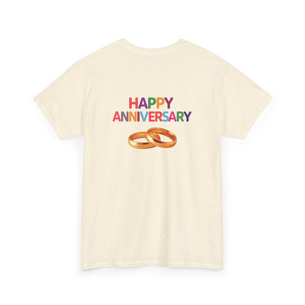 Anniversary T-Shirt — "Happy Anniversary" with Gold Rings