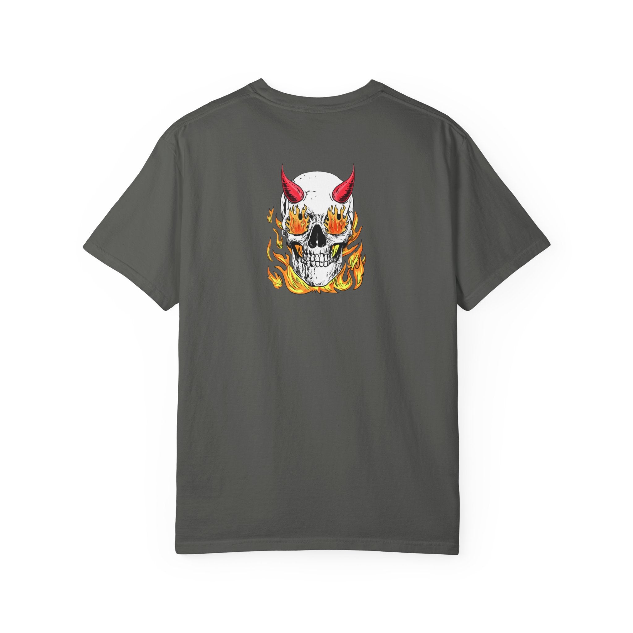 Flaming Devil Skull T-Shirt — Edgy Retro Tattoo Graphic Tee