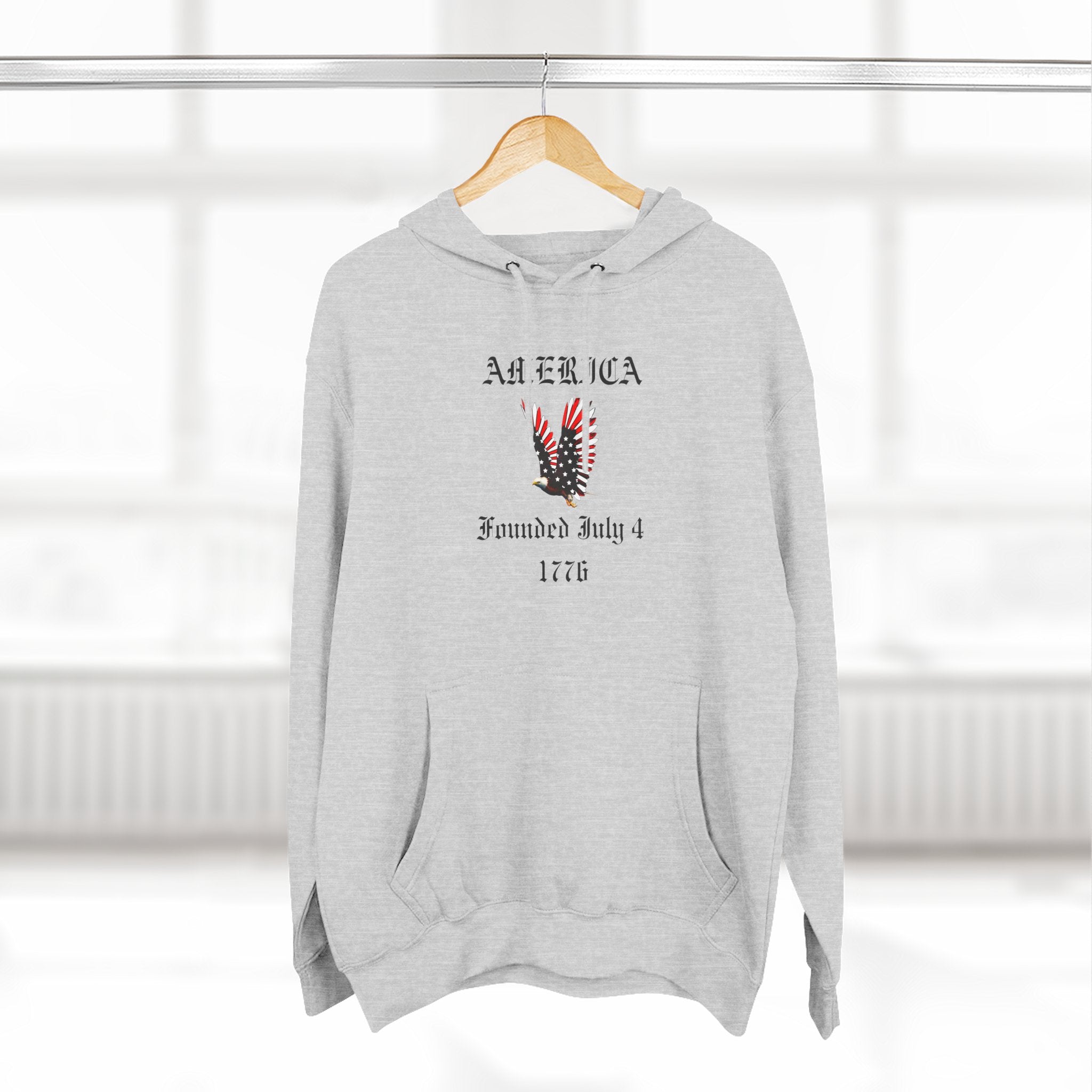 America Eagle Hoodie — Founded July 4, 1776 Patriotic Fleece Pullover