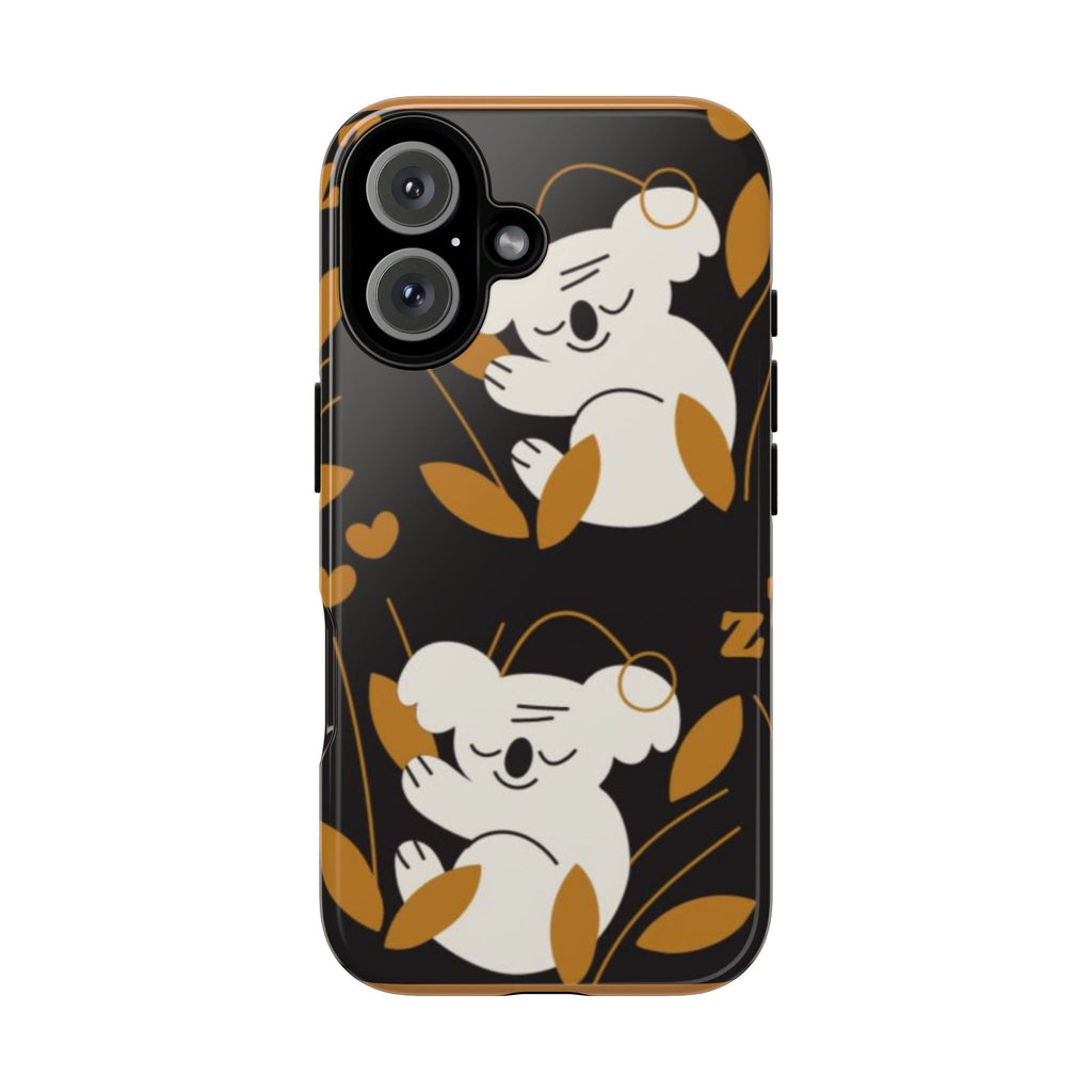Koala Sleep Pattern Tough Phone Case – Cute Black & Gold Protective Cover
