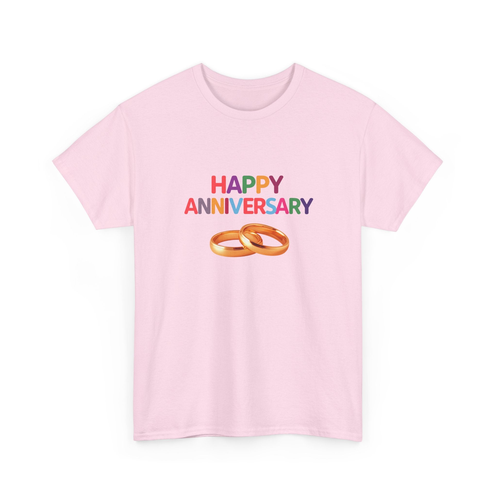Anniversary T-Shirt — "Happy Anniversary" with Gold Rings