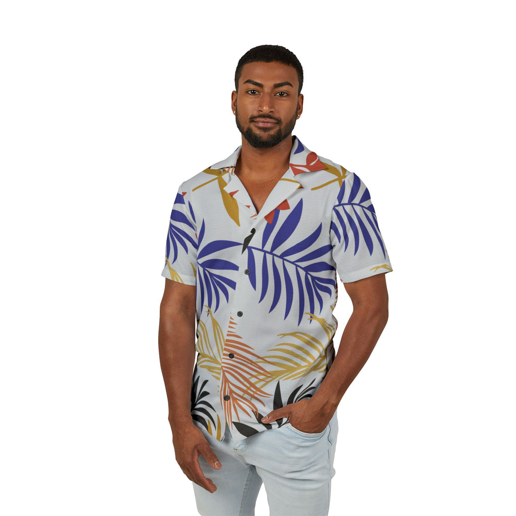 Tropical Palm Leaf Hawaiian Camp Shirt – Men’s Bold Floral Vacation Button-Up