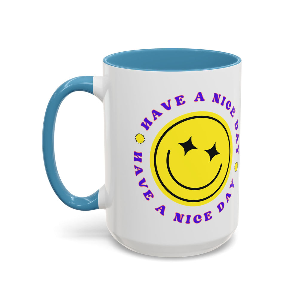 Have a Nice Day Smile Face Coffee Mug — Retro Yellow Smiley Accent Mug (11/15oz)