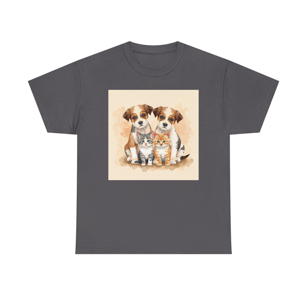 Puppy & Kitten Trio Tee — Cute Pet Illustration T-Shirt