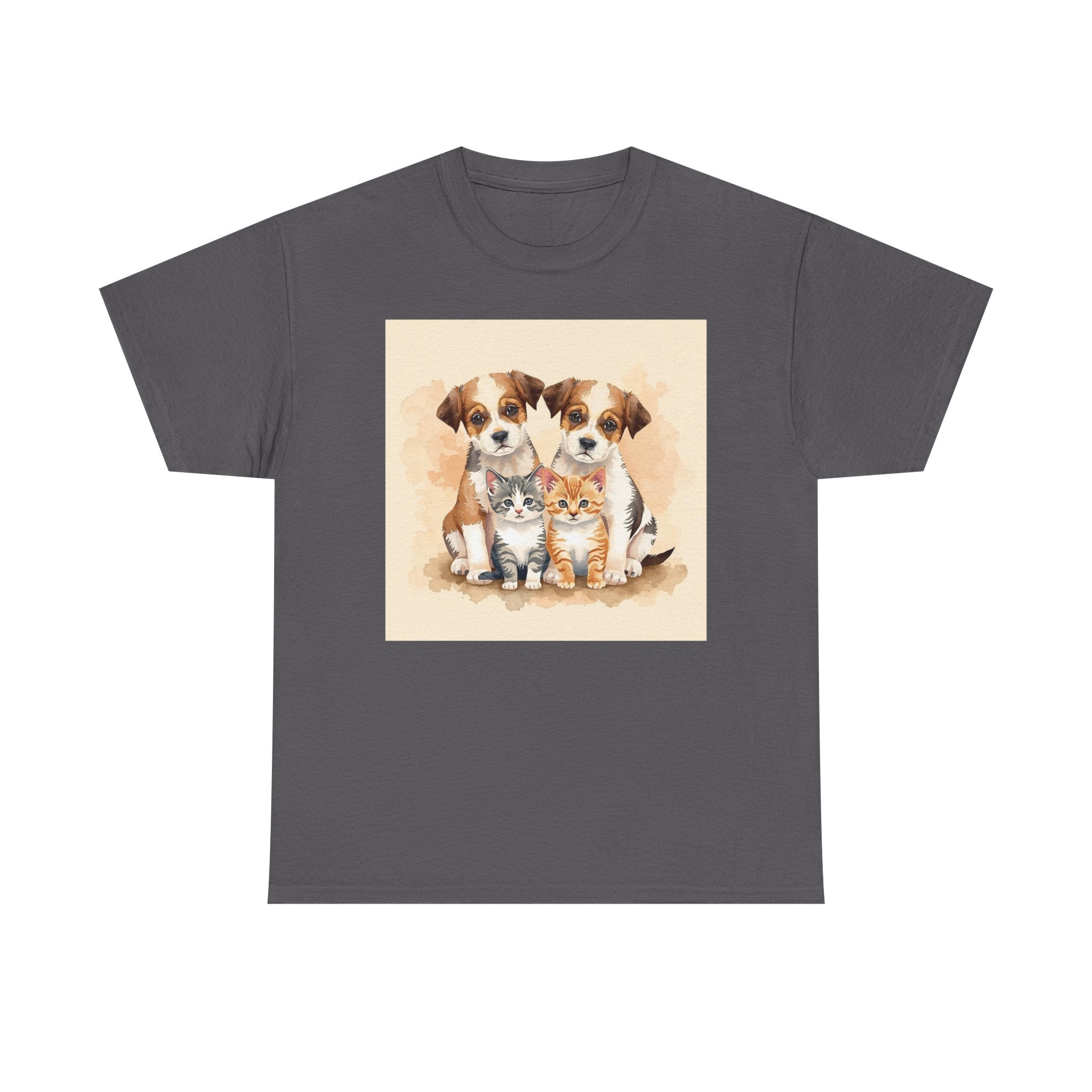 Puppy & Kitten Trio Tee — Cute Pet Illustration T-Shirt