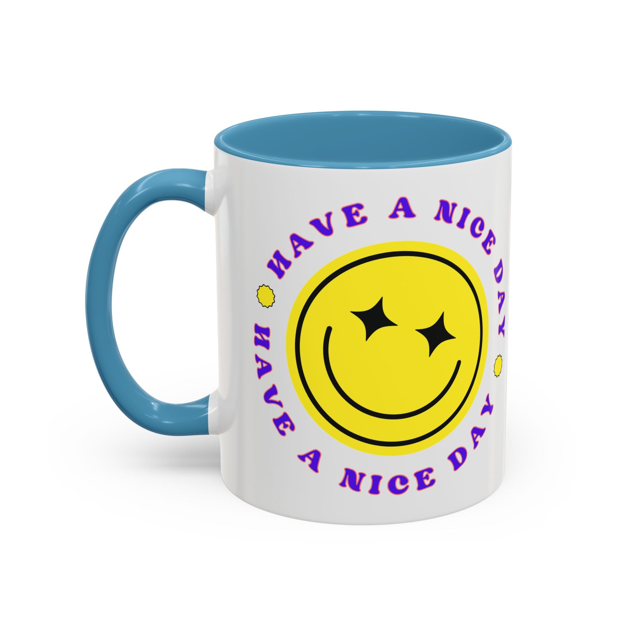 Have a Nice Day Smile Face Coffee Mug — Retro Yellow Smiley Accent Mug (11/15oz)