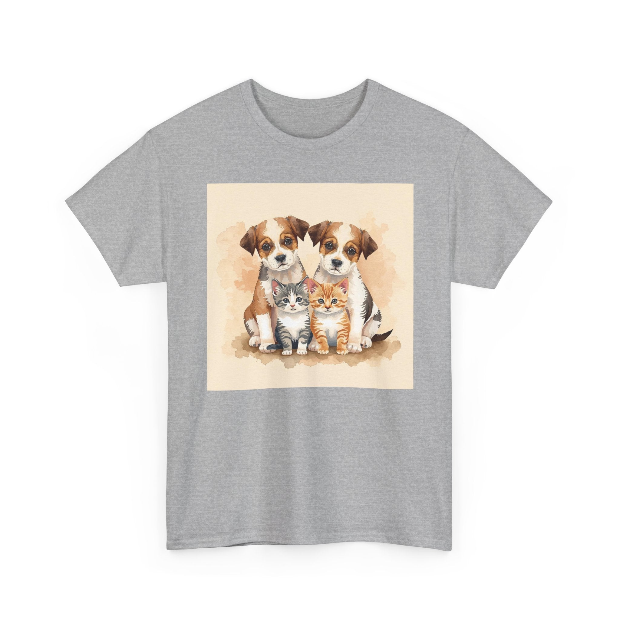 Puppy & Kitten Trio Tee — Cute Pet Illustration T-Shirt