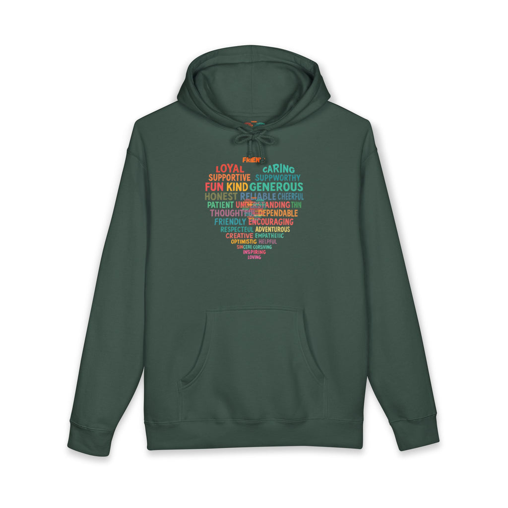 Heart Word Cloud Hoodie — Positive Traits Graphic Pullover