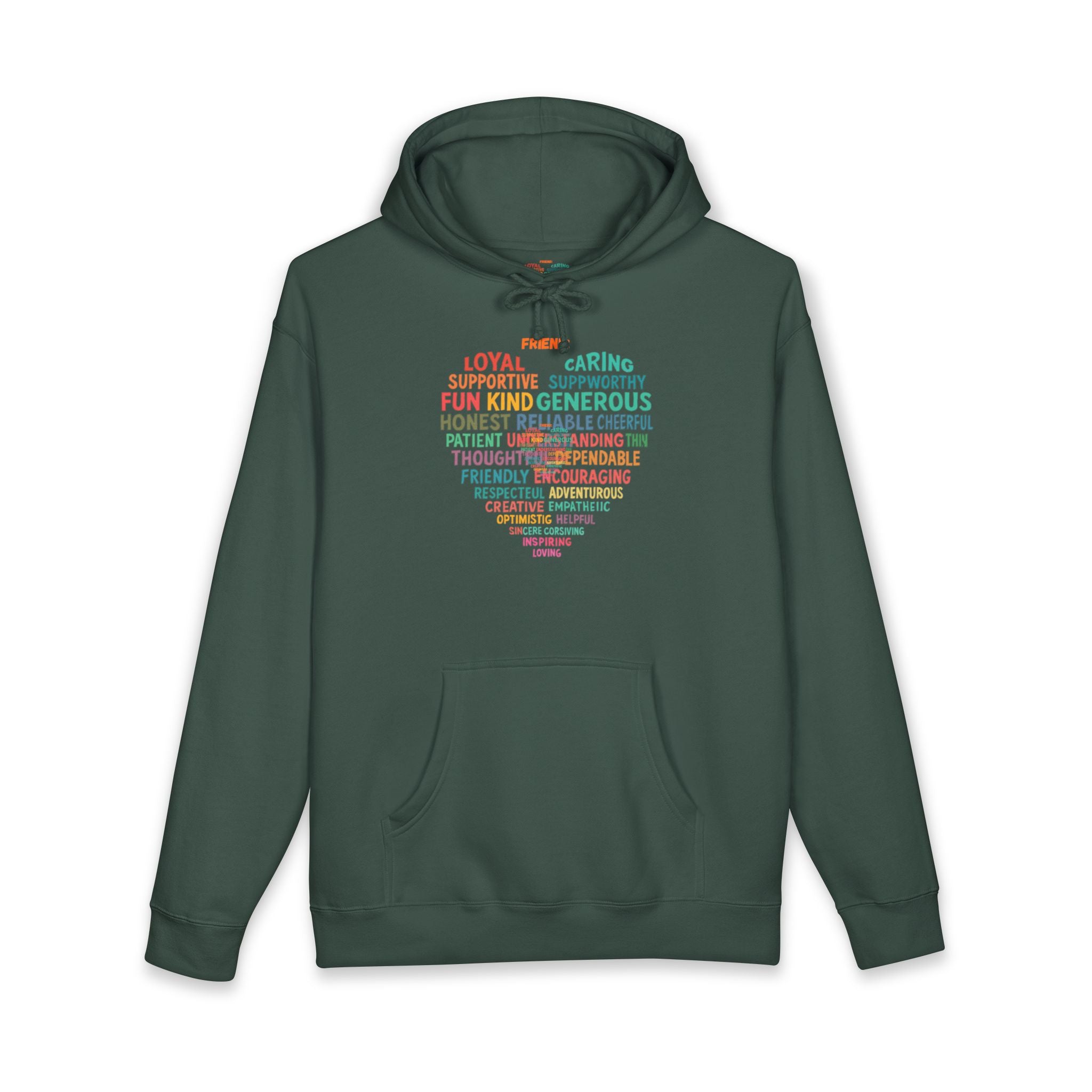 Heart Word Cloud Hoodie — Positive Traits Graphic Pullover