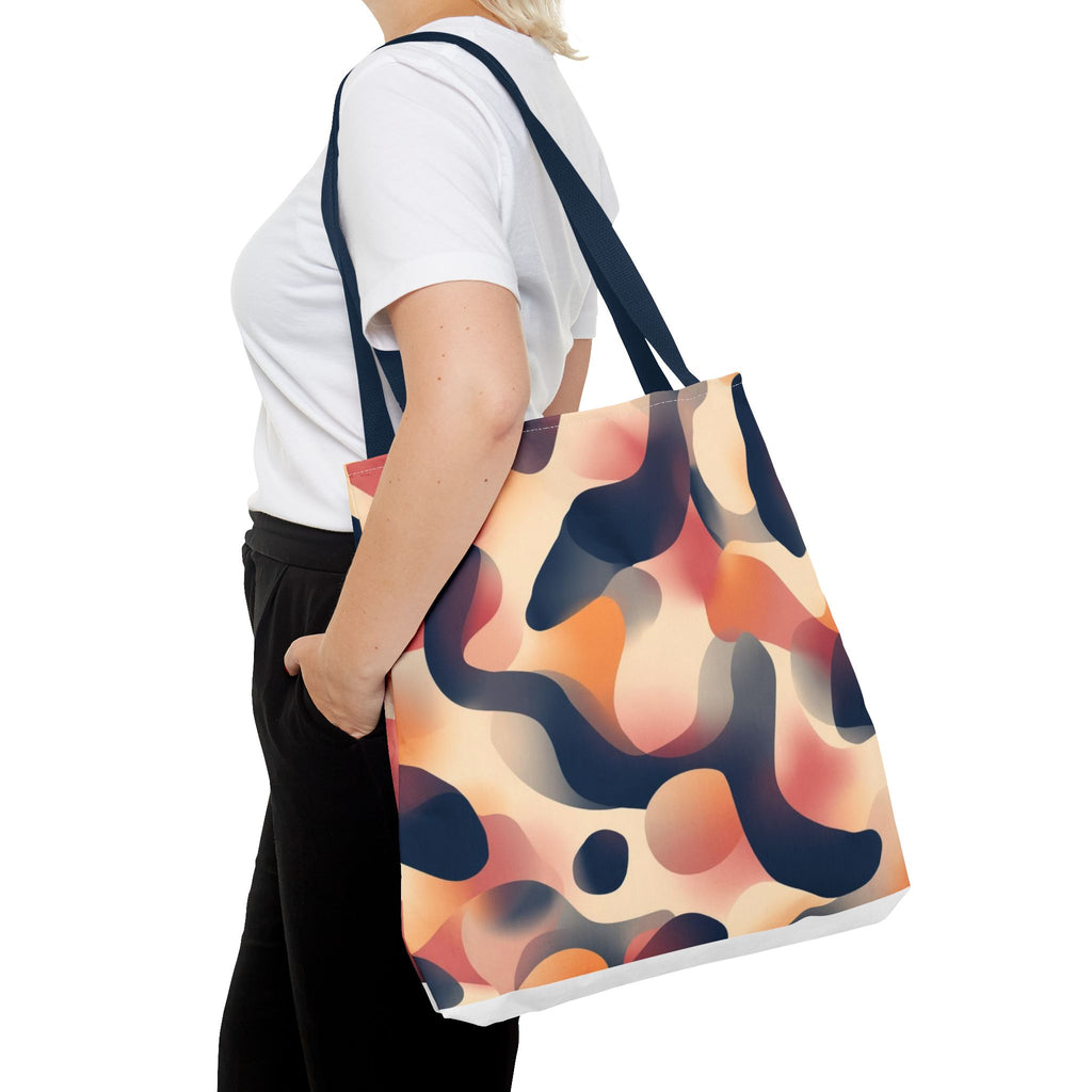 Abstract Camouflage Tote Bag – Blush & Navy All-Over Print Beach & Market Tote