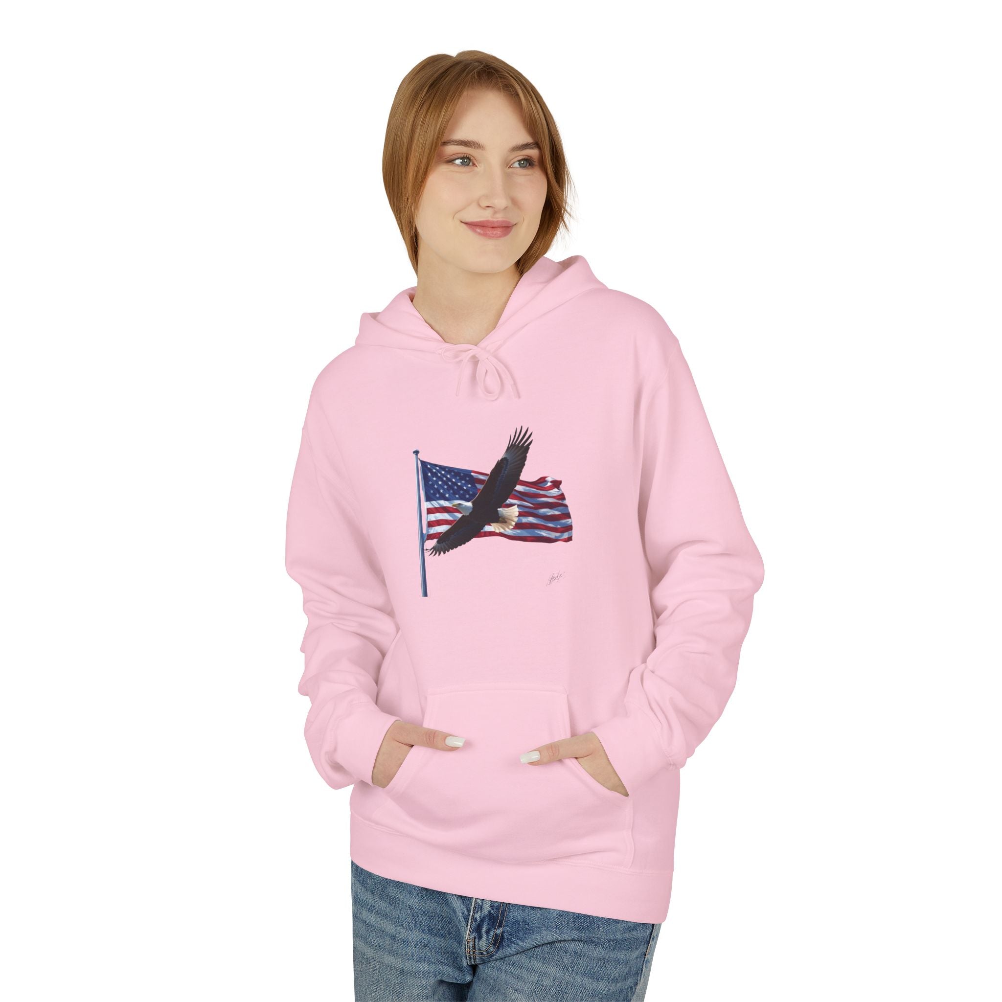 American Flag & Eagle Hoodie — Patriotic USA Bald Eagle Pullover