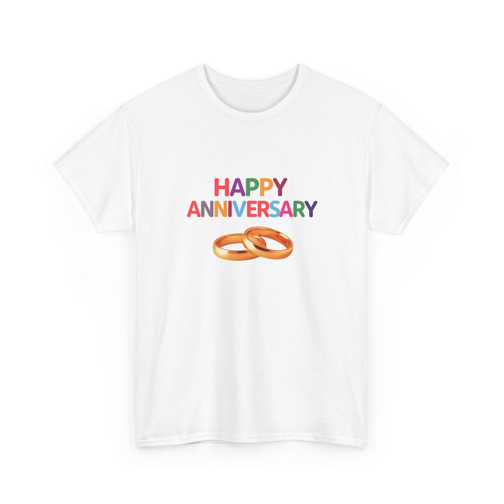 Anniversary T-Shirt — "Happy Anniversary" with Gold Rings