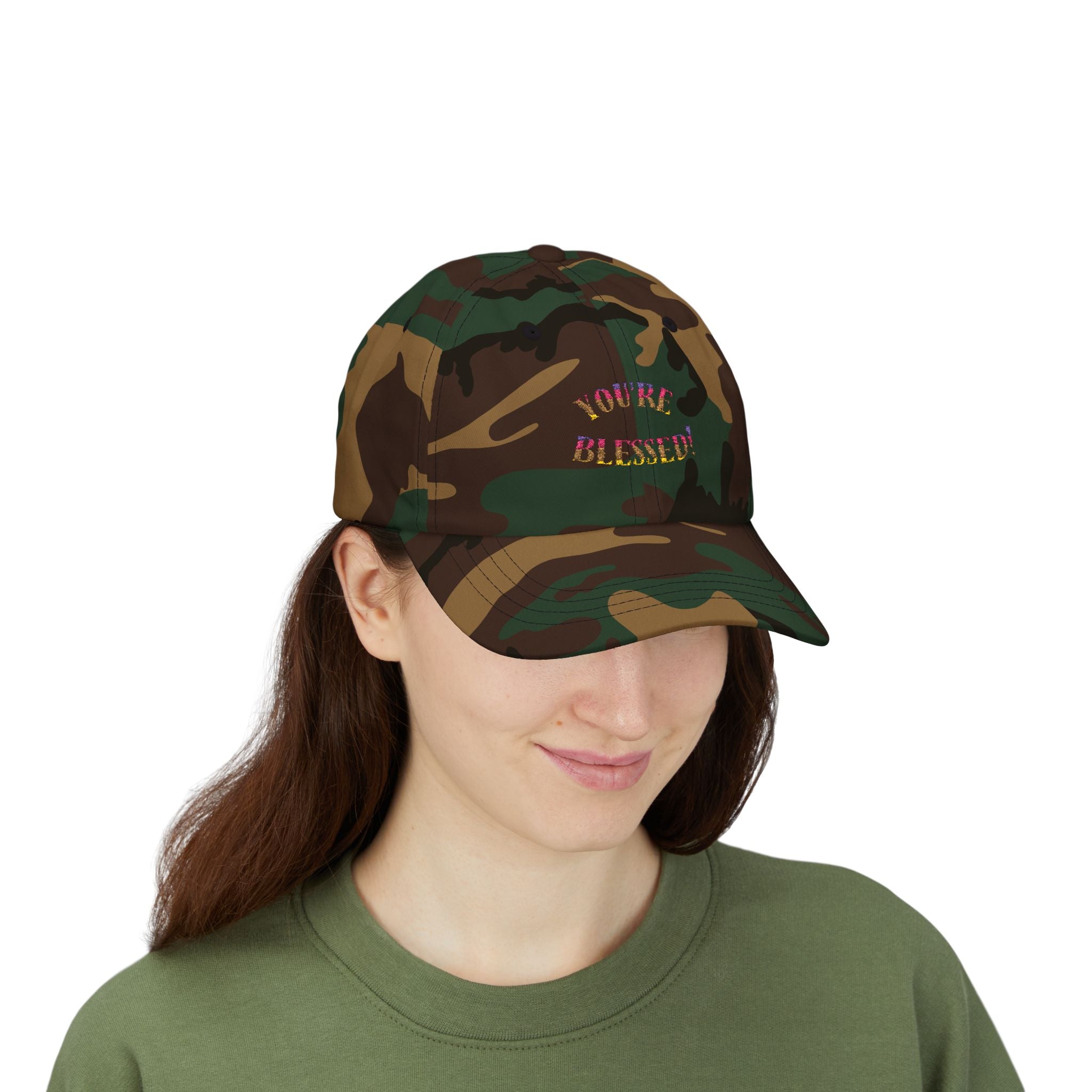 Dad Cap — "You're Blessed!" Embroidered Floral Script Baseball Hat