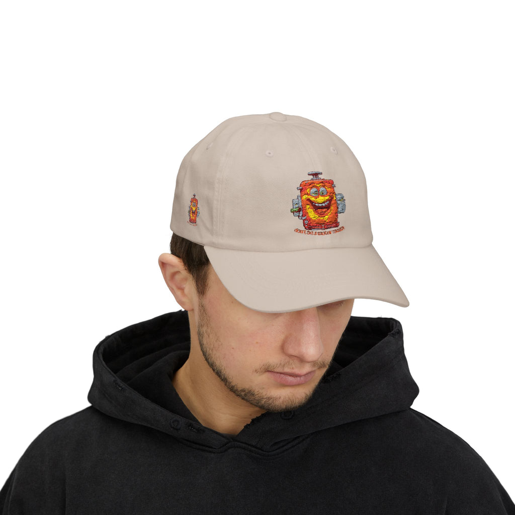 Smiling Cereal Mascot Dad Cap — Retro Breakfast Cartoon Embroidered Hat
