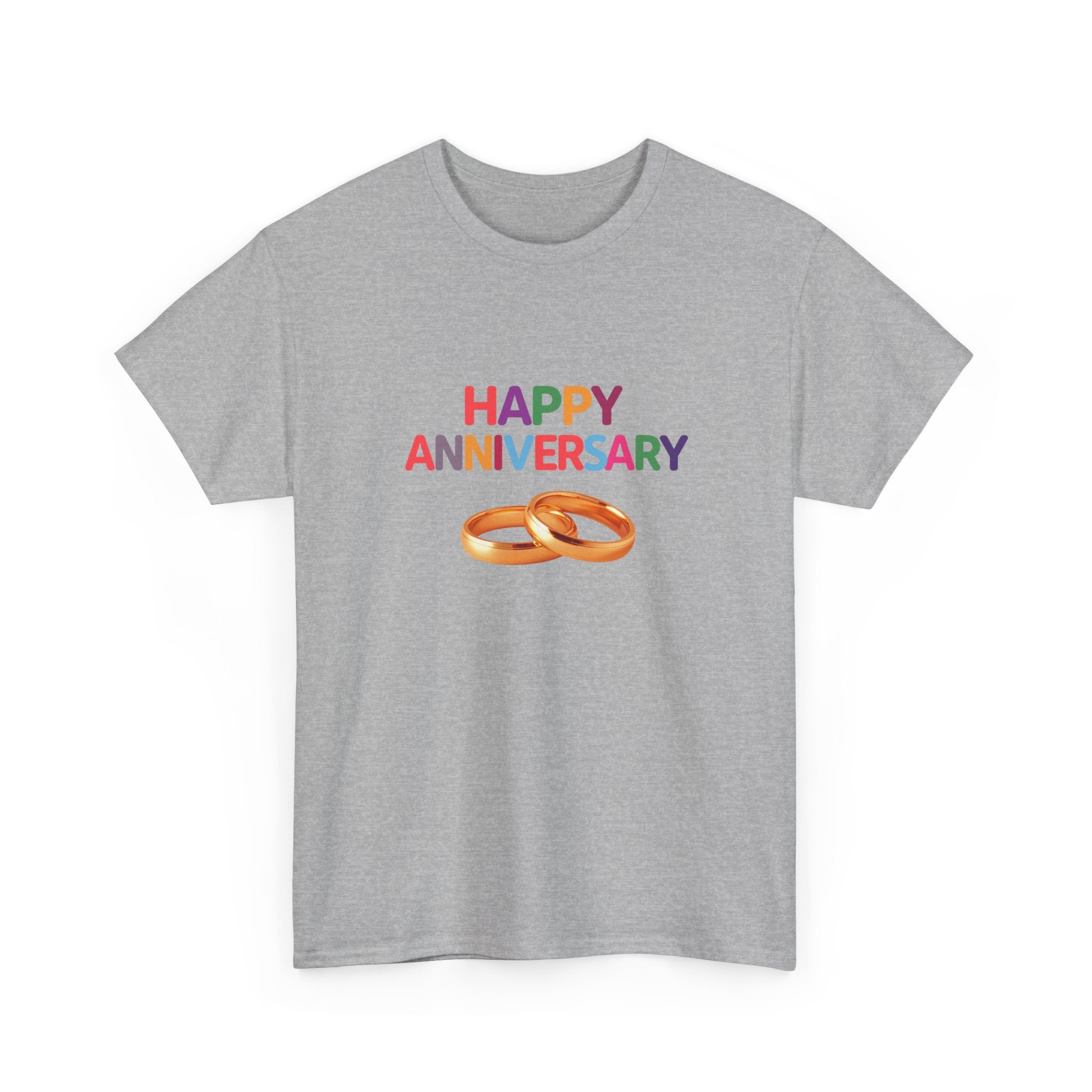 Anniversary T-Shirt — "Happy Anniversary" with Gold Rings