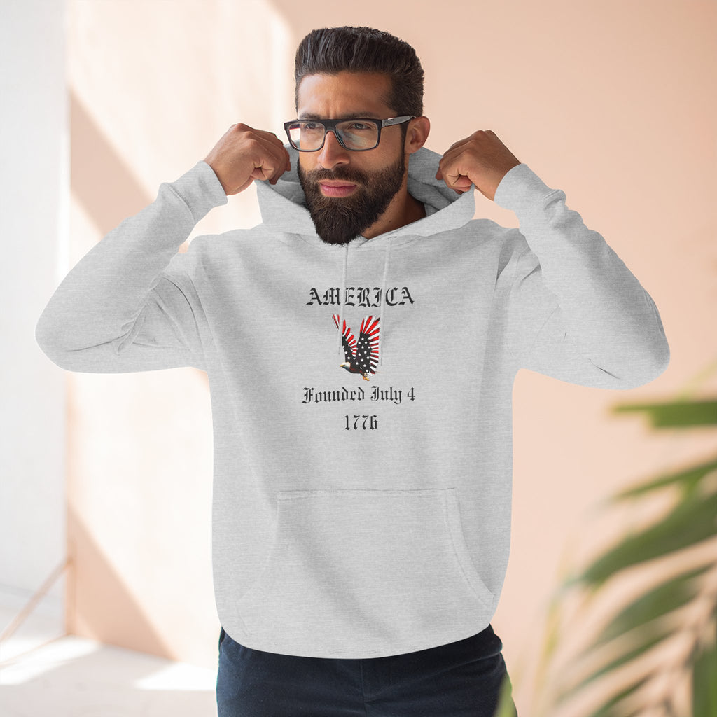 America Eagle Hoodie — Founded July 4, 1776 Patriotic Fleece Pullover