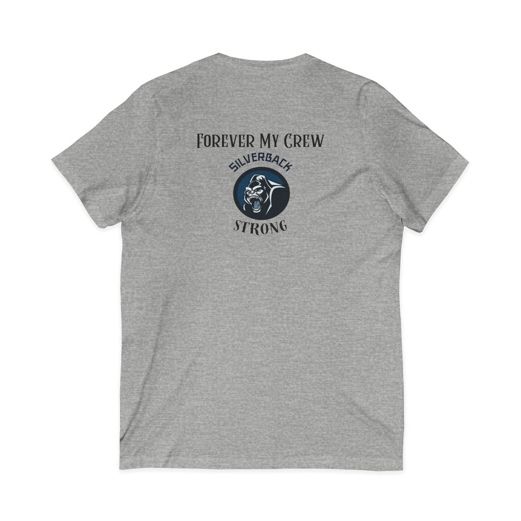 Silverback Strong V-Neck Tee — "Forever My Crew" Gorilla Tribute Shirt