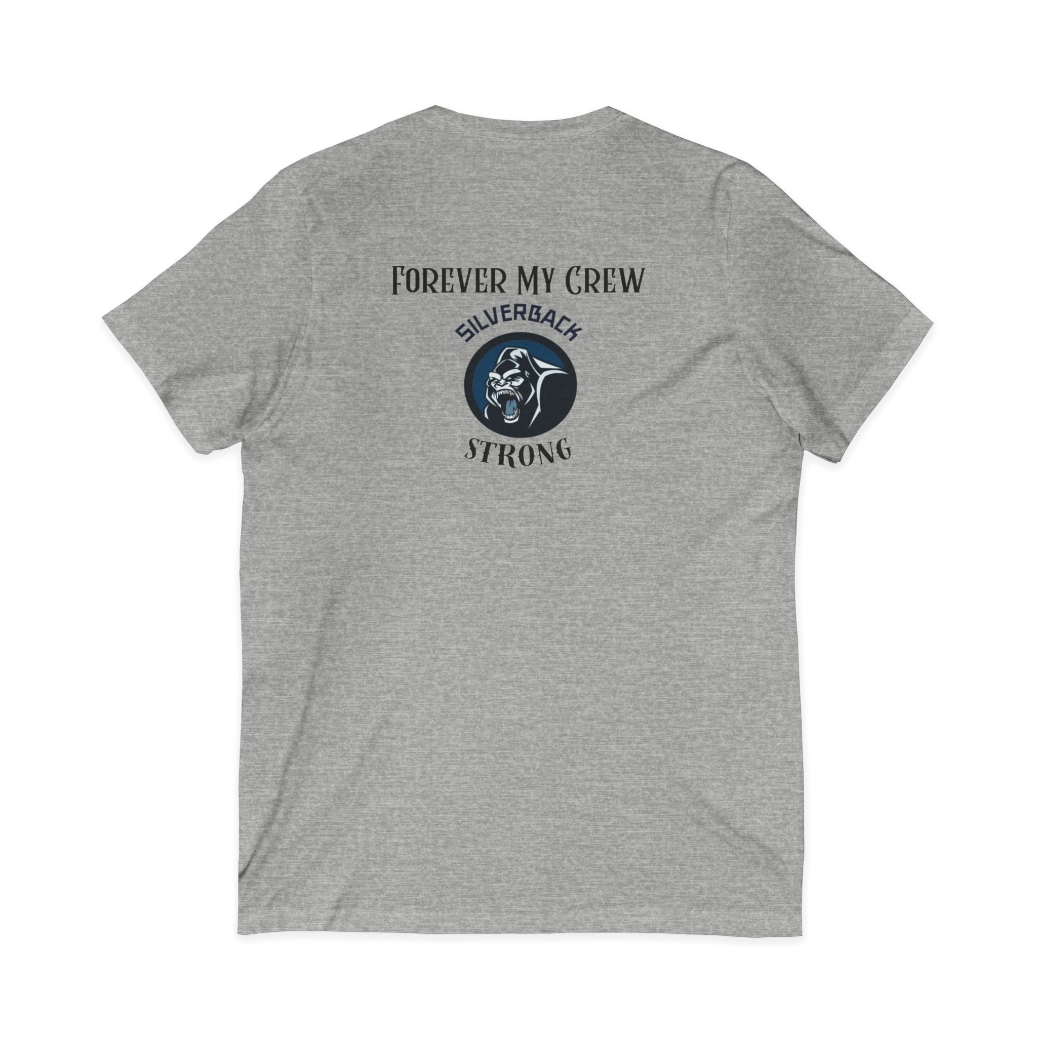 Silverback Strong V-Neck Tee — "Forever My Crew" Gorilla Tribute Shirt