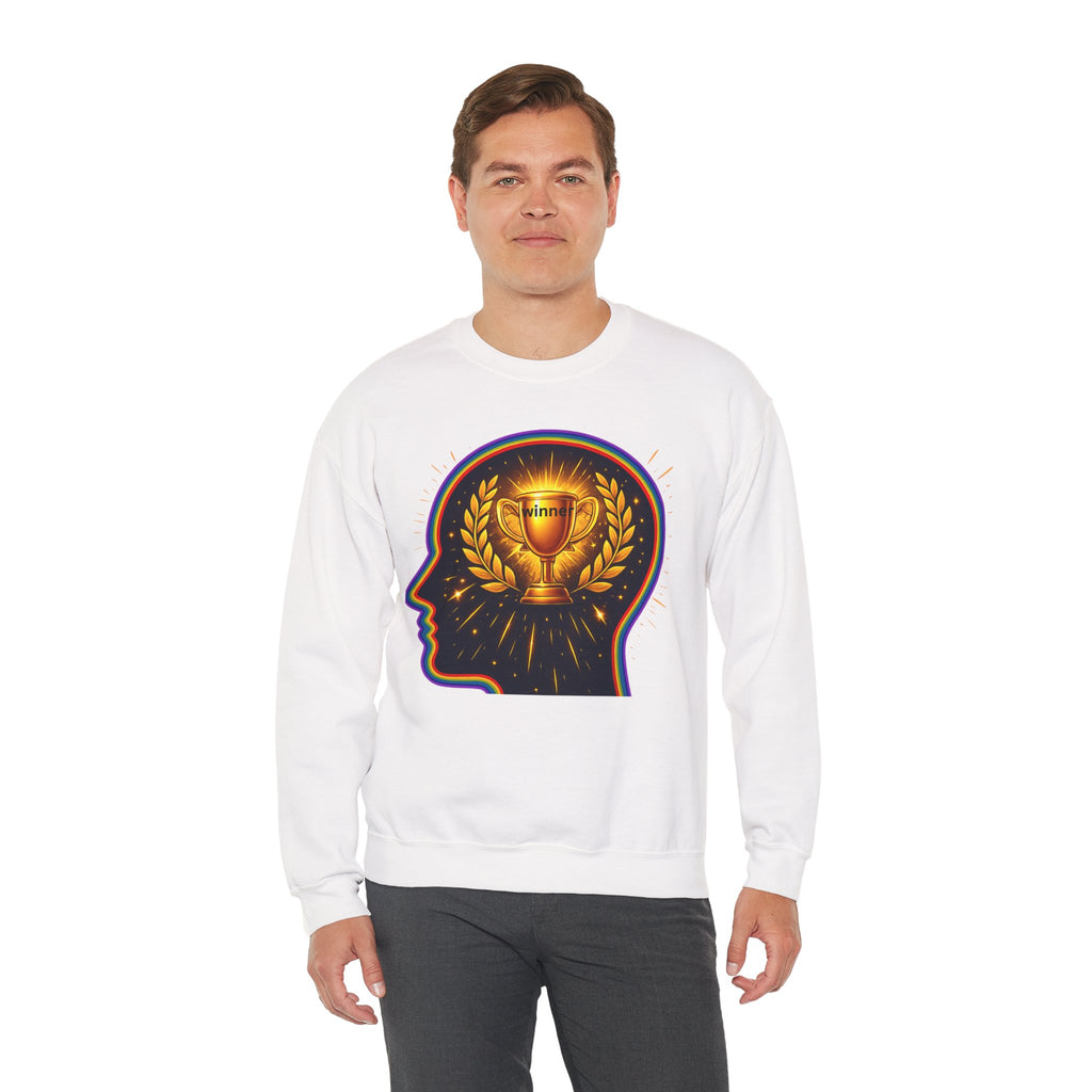 Crewneck Sweatshirt — 'Winner' Trophy Brain Graphic