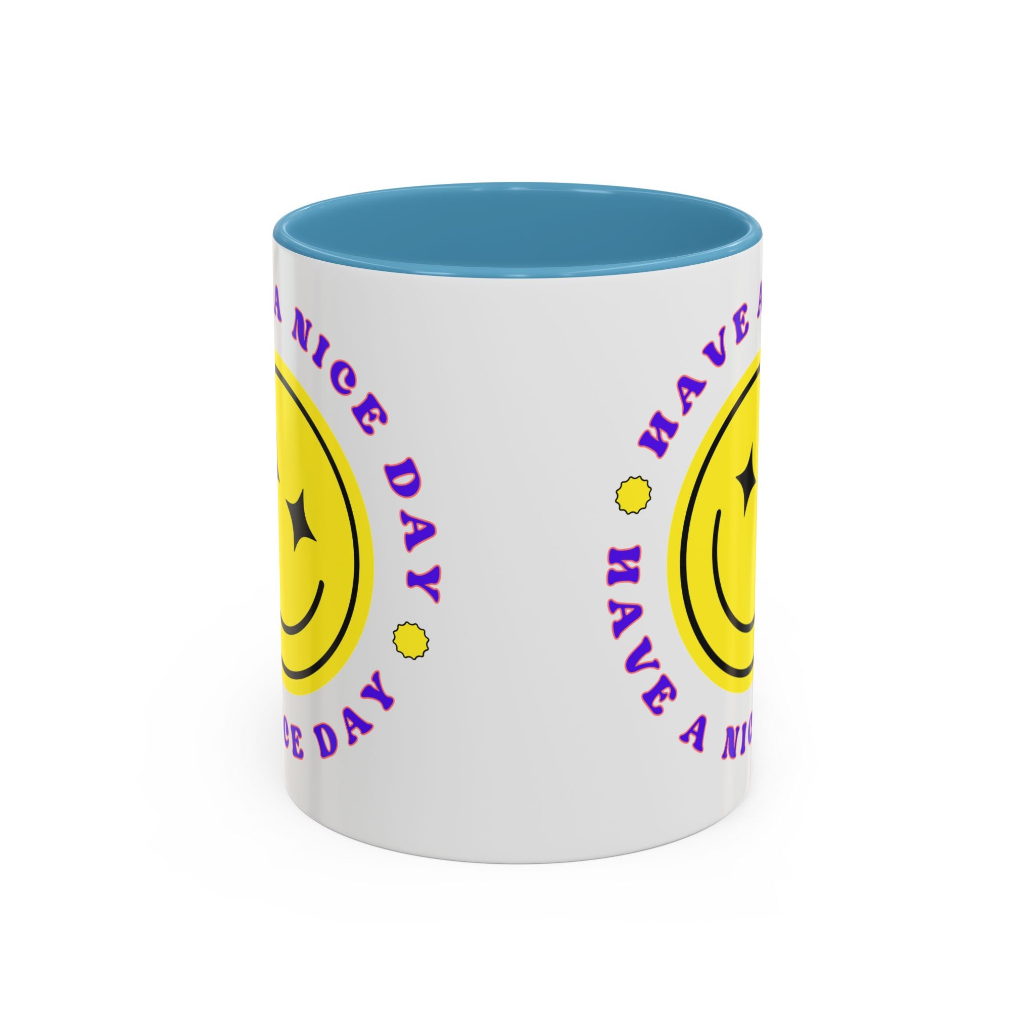 Have a Nice Day Smile Face Coffee Mug — Retro Yellow Smiley Accent Mug (11/15oz)