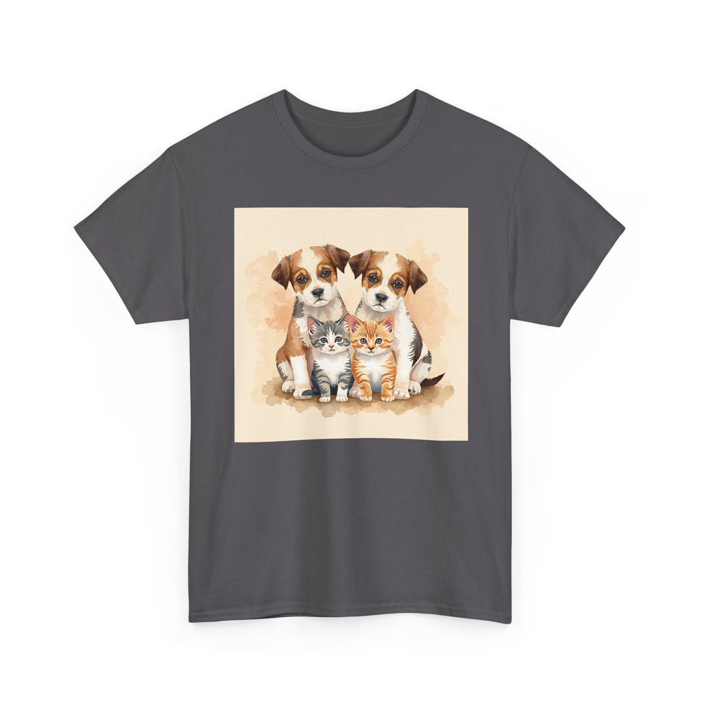 Puppy & Kitten Trio Tee — Cute Pet Illustration T-Shirt
