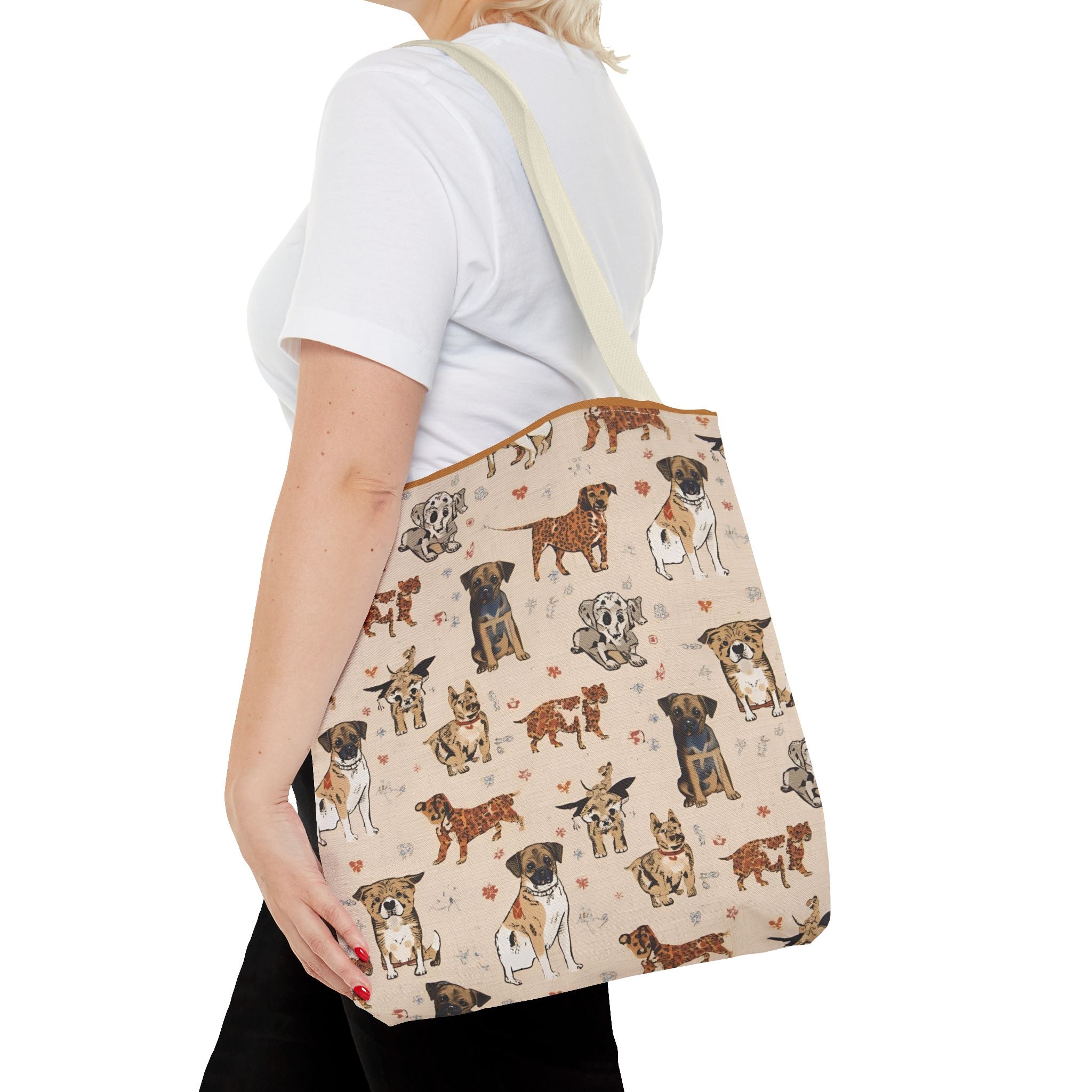 Dog Pattern Tote Bag — Cute Watercolor Puppies All-Over Print