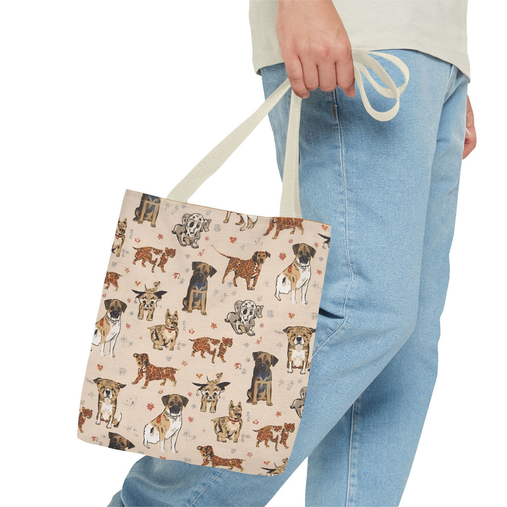 Dog Pattern Tote Bag — Cute Watercolor Puppies All-Over Print