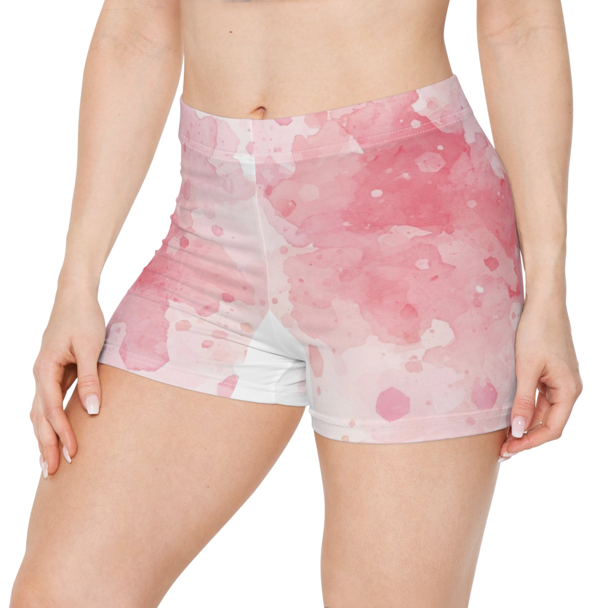 Pink Watercolor Women's Shorts — Floral Blush AOP Activewear