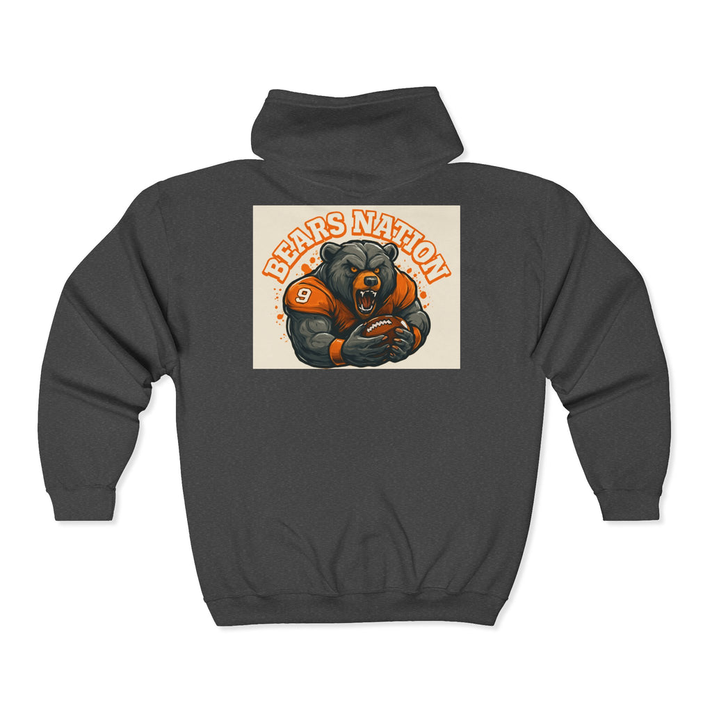 Bears Nation Full-Zip Hoodie — Grizzly Football Fan Zip-Up