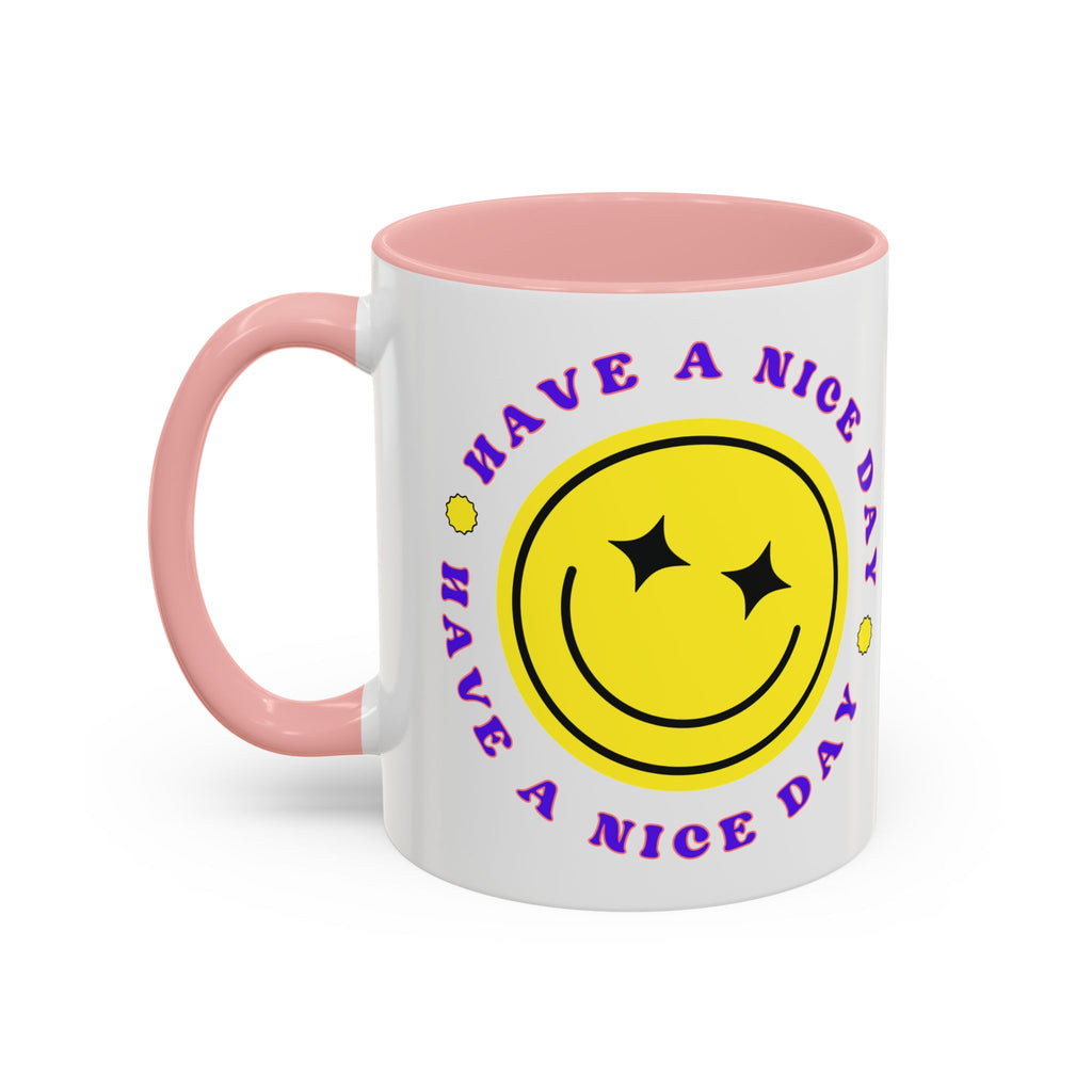 Have a Nice Day Smile Face Coffee Mug — Retro Yellow Smiley Accent Mug (11/15oz)