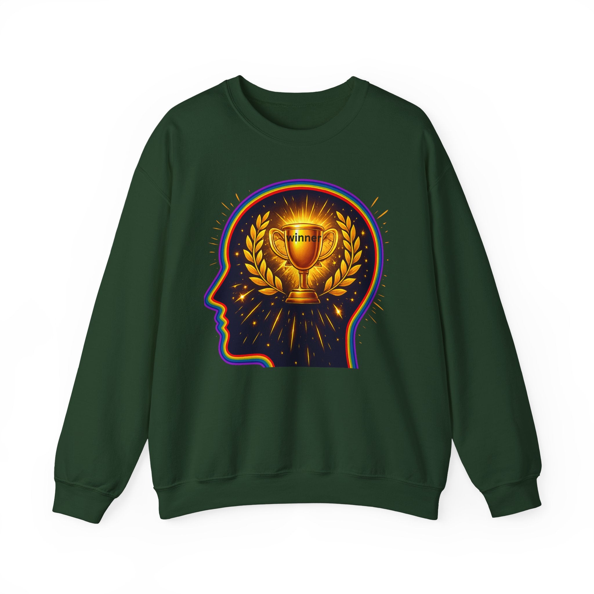Crewneck Sweatshirt — 'Winner' Trophy Brain Graphic