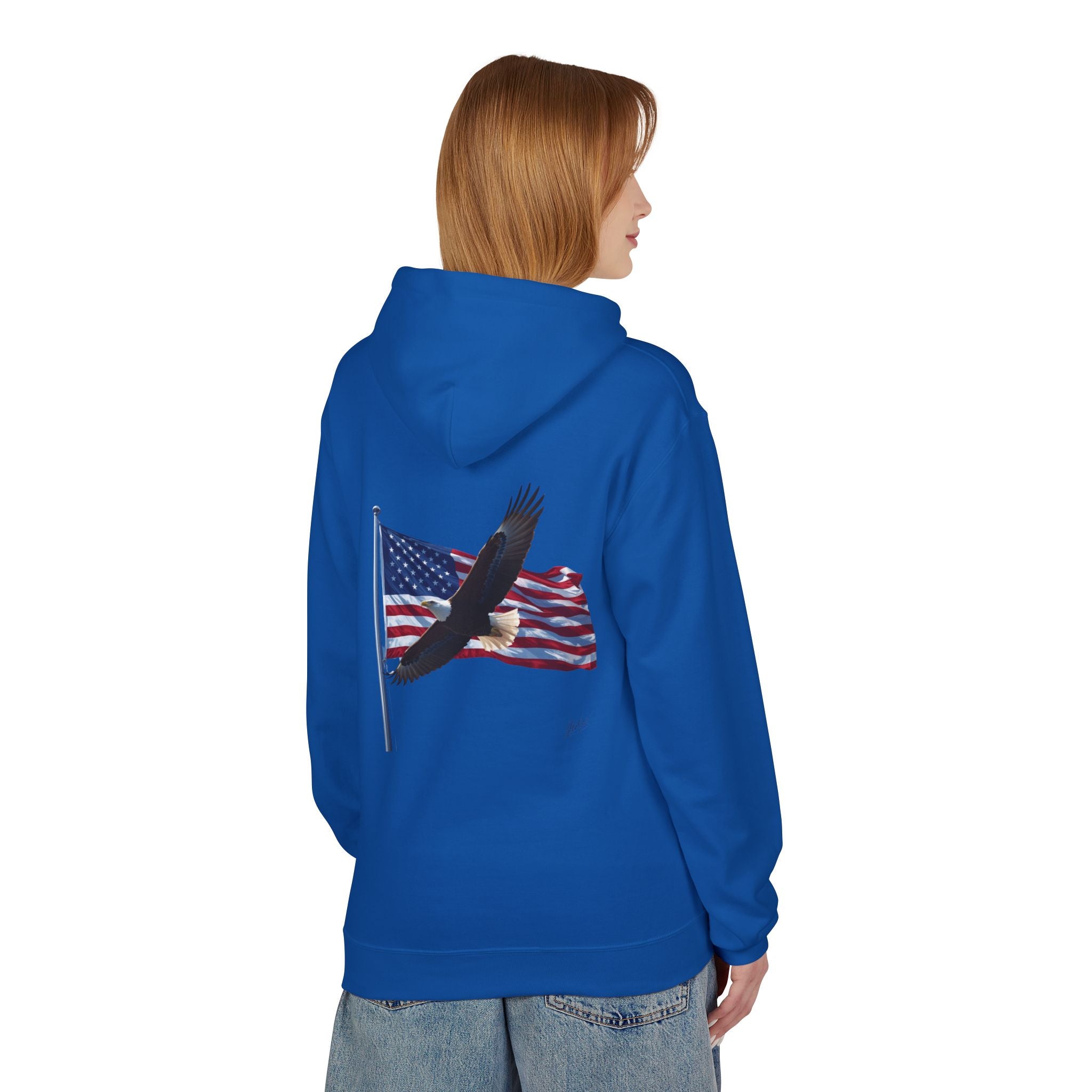 American Flag & Eagle Hoodie — Patriotic USA Bald Eagle Pullover
