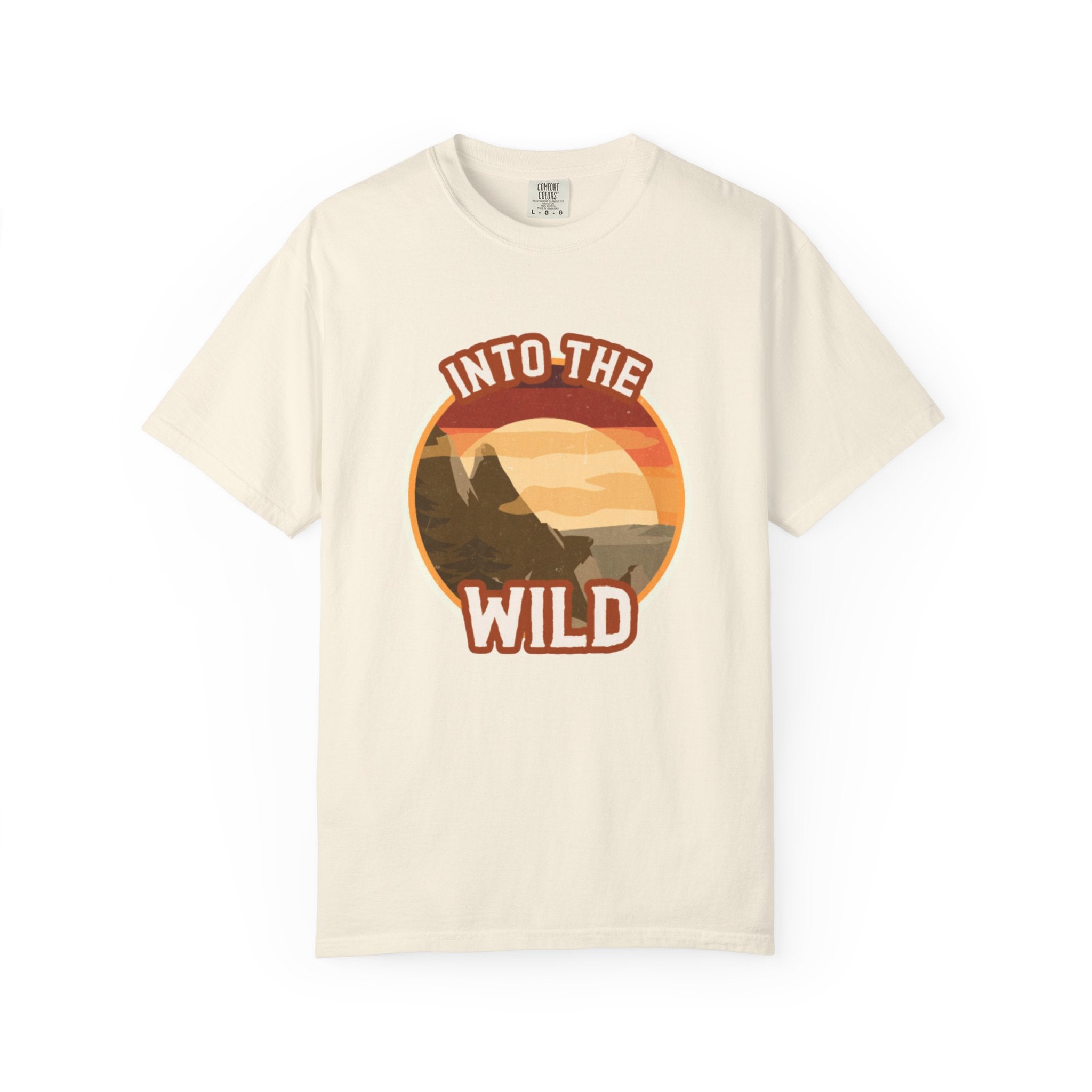 Into The Wild T-Shirt — Retro Sunset Mountain Adventure Tee