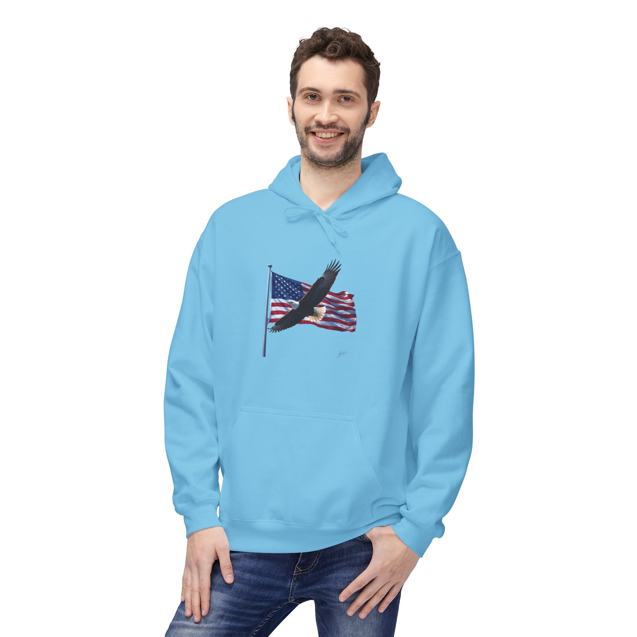 American Flag & Eagle Hoodie — Patriotic USA Bald Eagle Pullover